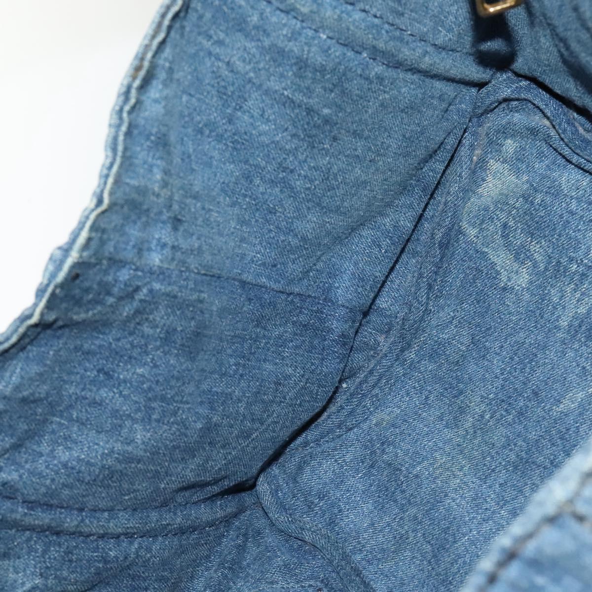 PRADA Canapa GM Hand Bag Denim Blue Gold Auth bs28707