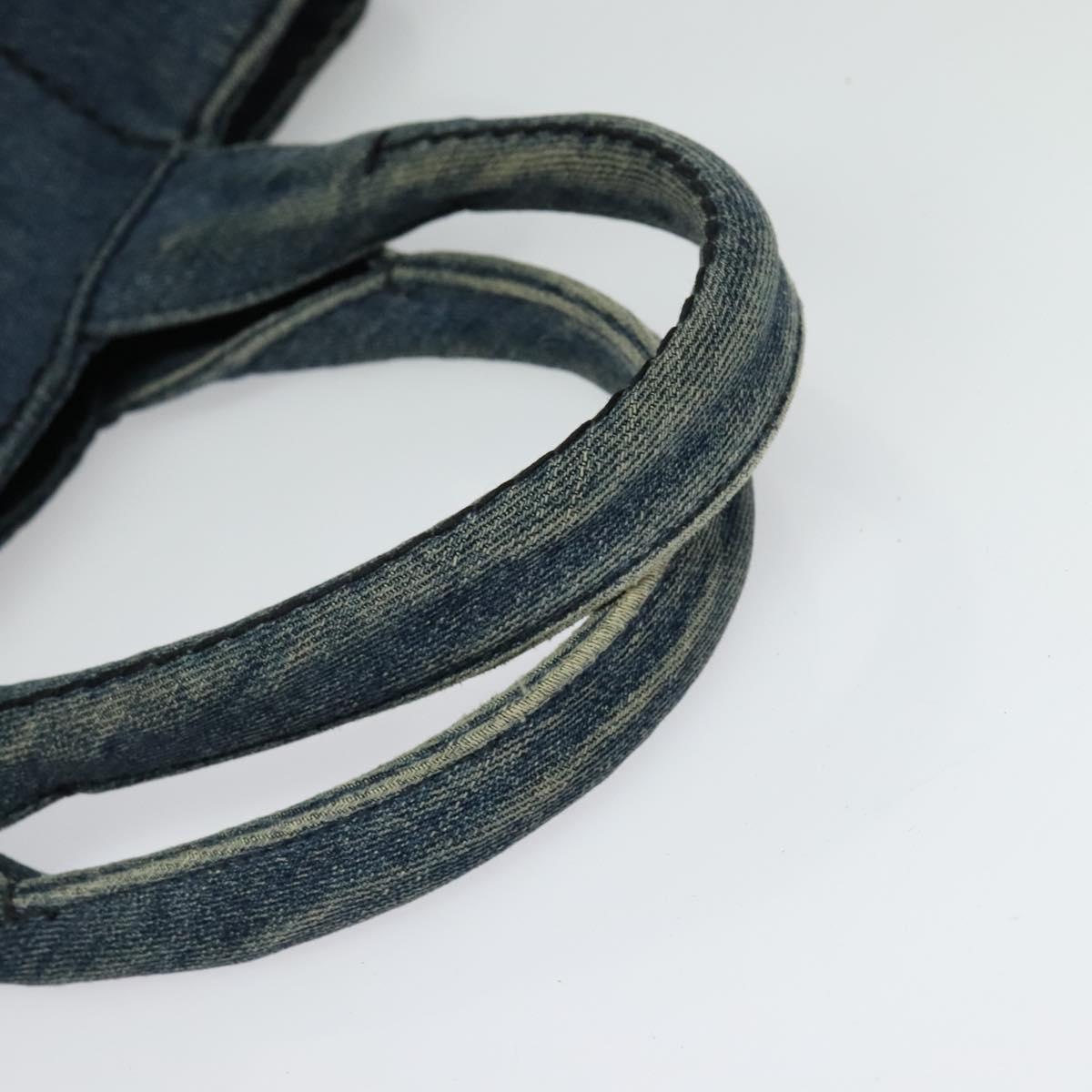 PRADA Canapa GM Hand Bag Denim Blue Gold Auth bs28707