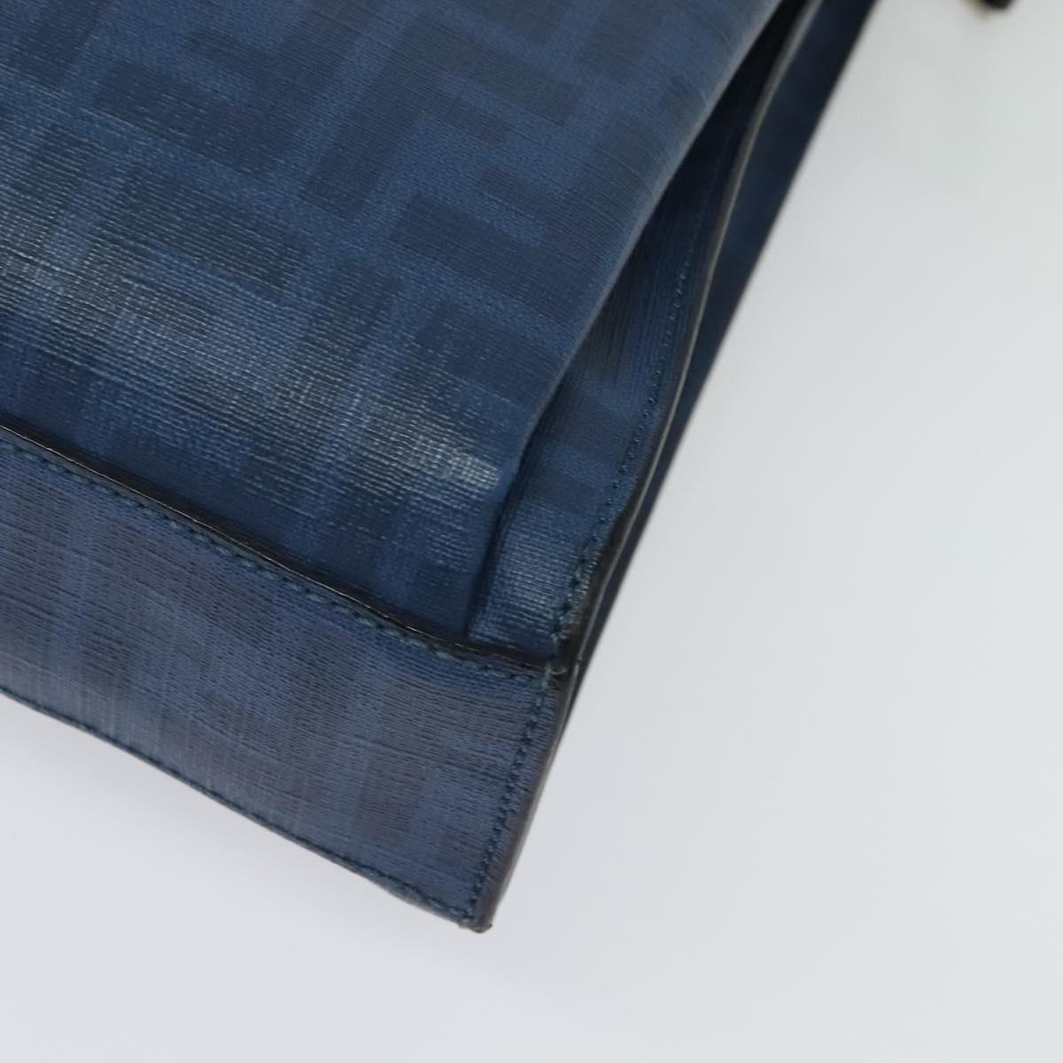 FENDI Zucca Canvas Shoulder Bag PVC Blue Silver Auth bs28711