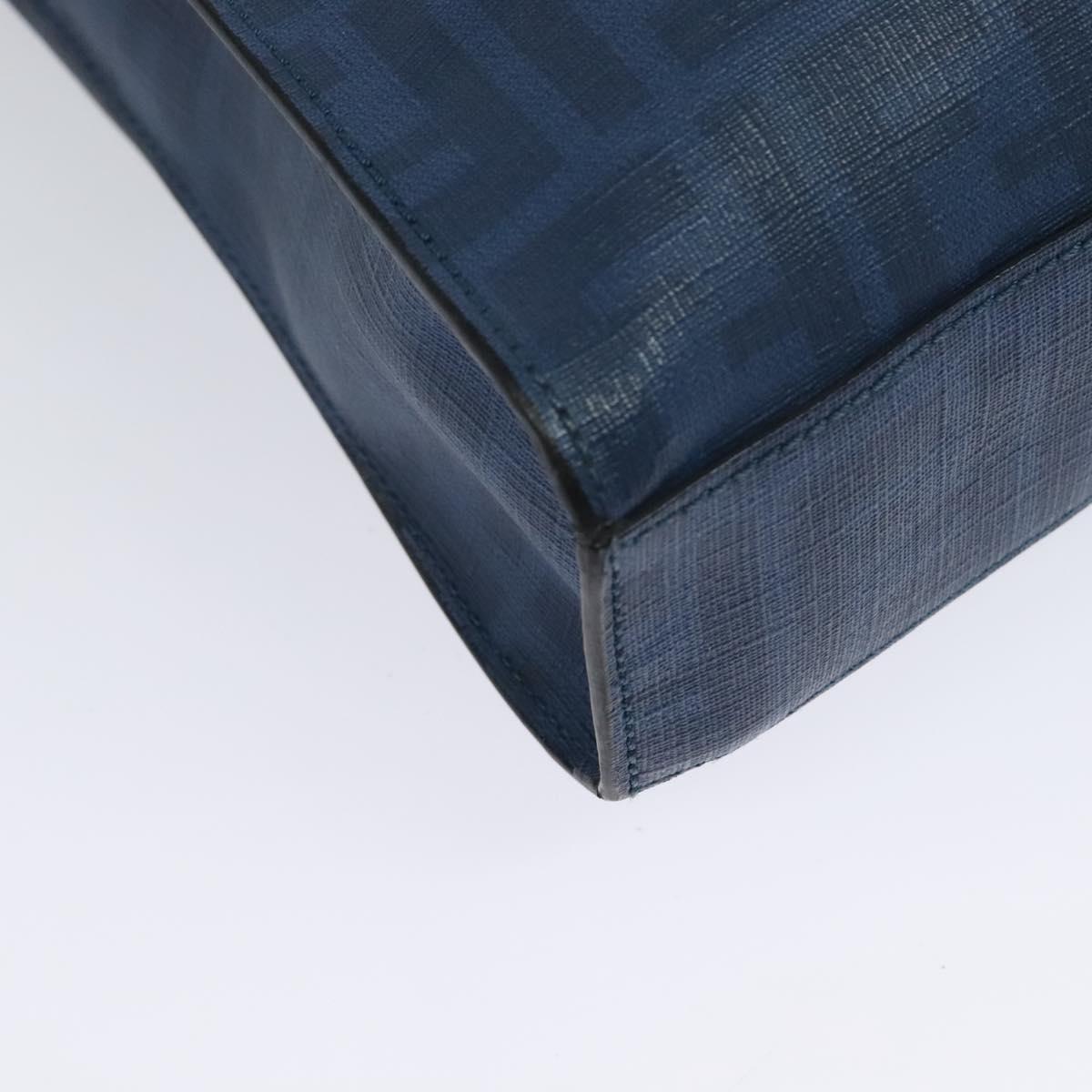 FENDI Zucca Canvas Shoulder Bag PVC Blue Silver Auth bs28711