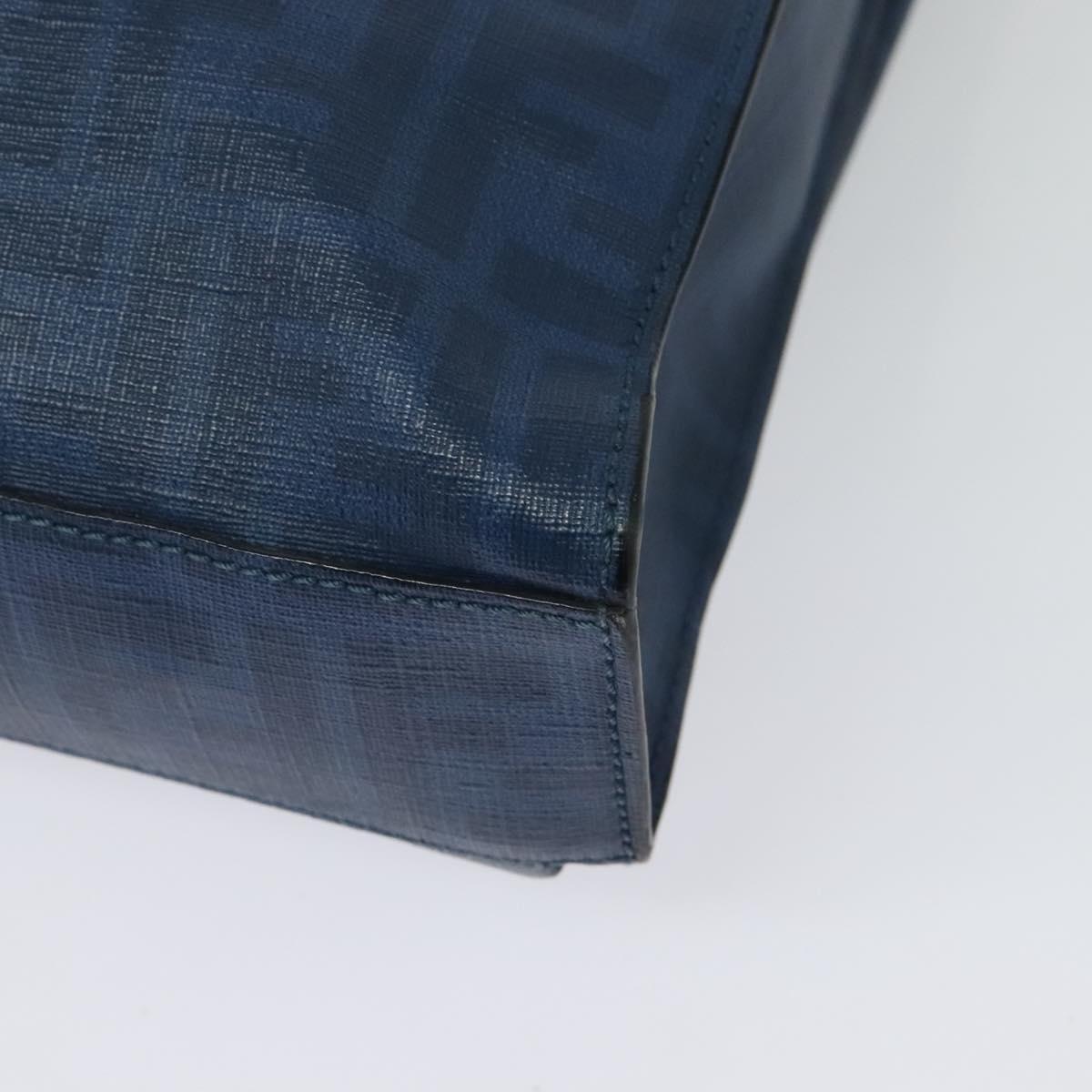 FENDI Zucca Canvas Shoulder Bag PVC Blue Silver Auth bs28711