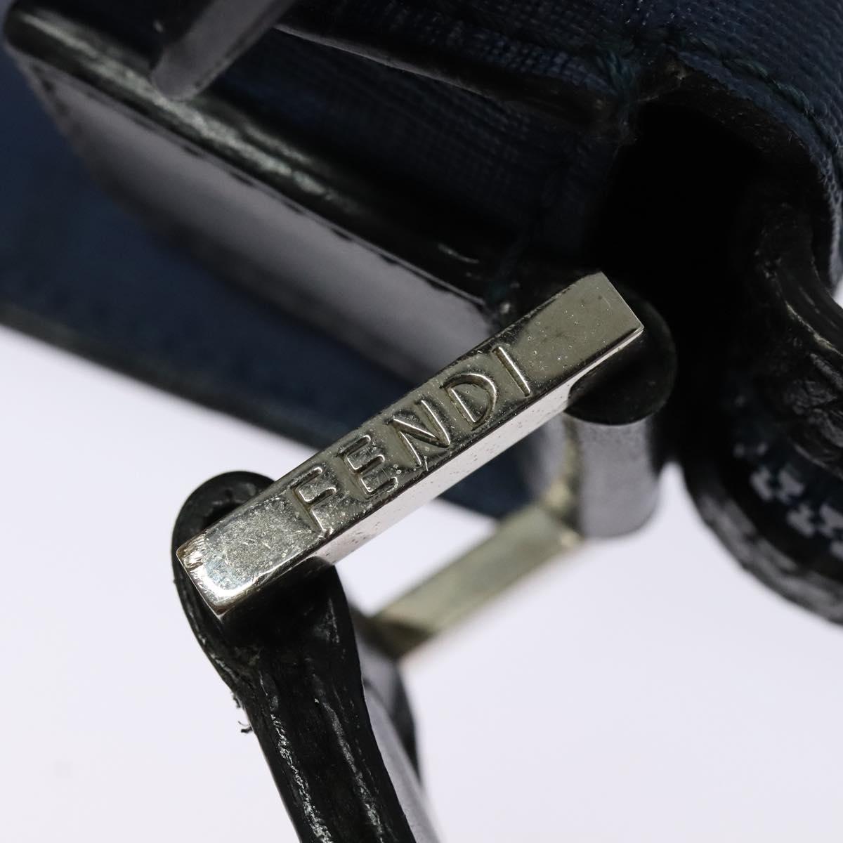 FENDI Zucca Canvas Shoulder Bag PVC Blue Silver Auth bs28711