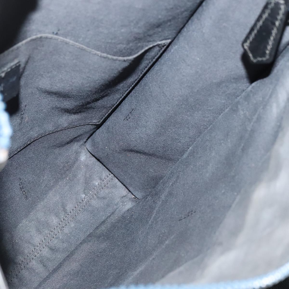 FENDI Zucca Canvas Shoulder Bag PVC Blue Silver Auth bs28711