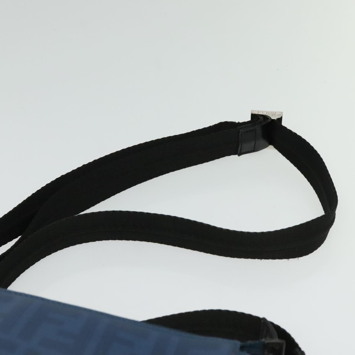 FENDI Zucca Canvas Shoulder Bag PVC Blue Silver Auth bs28711