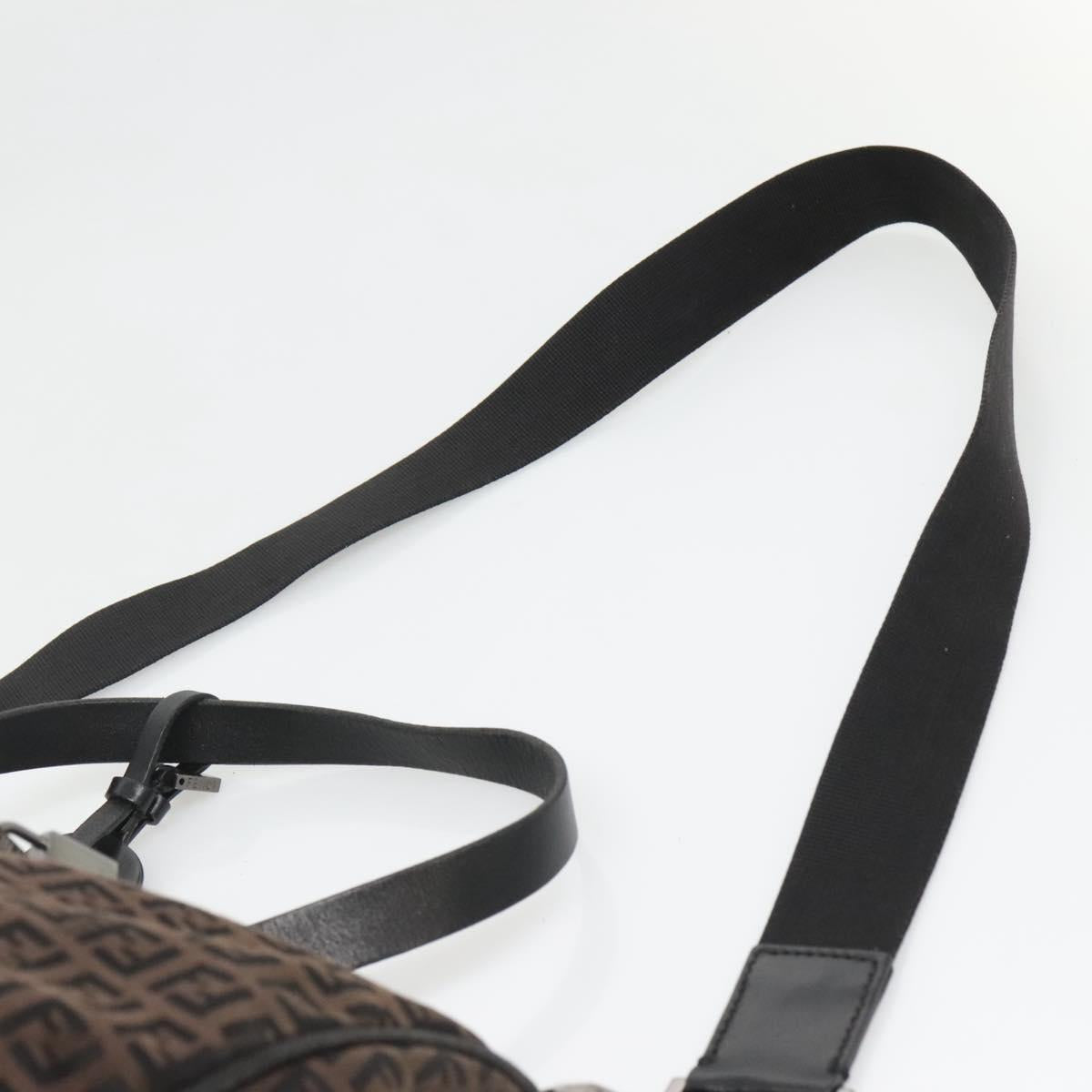 FENDI Zucchino Canvas Boston Bag 2way Brown Black Auth bs28712