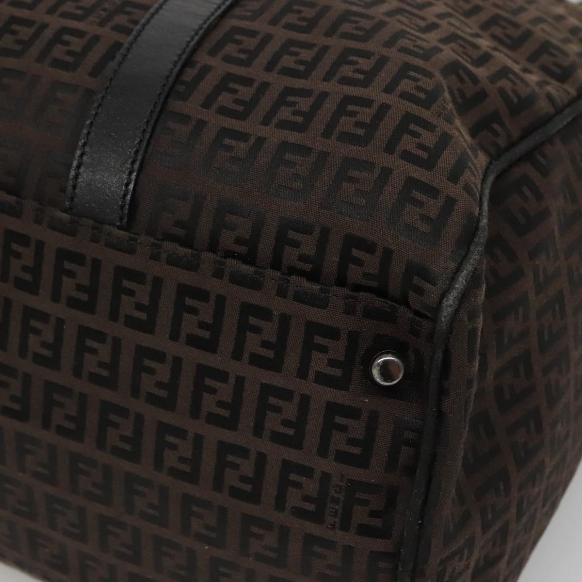 FENDI Zucchino Canvas Boston Bag 2way Brown Black Auth bs28712