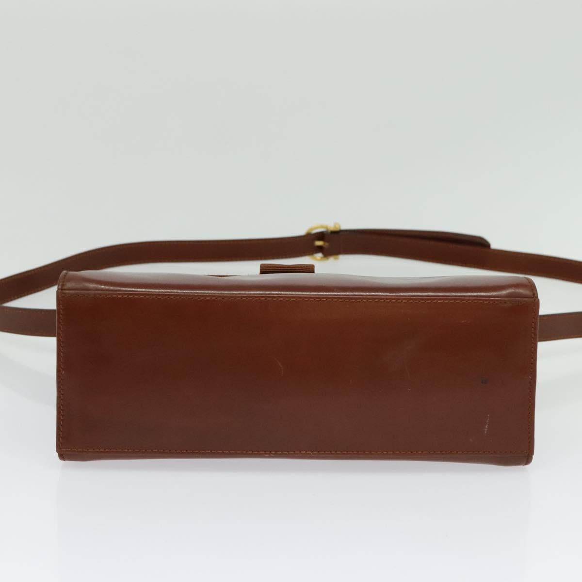 Salvatore Ferragamo Vala Hand Bag Leather 2way Brown Gold Auth bs28714