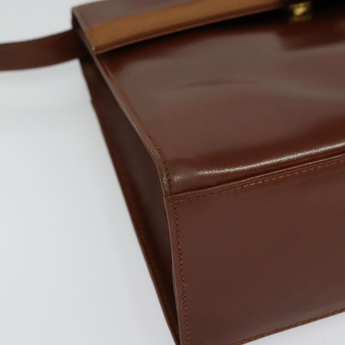 Salvatore Ferragamo Vala Hand Bag Leather 2way Brown Gold Auth bs28714