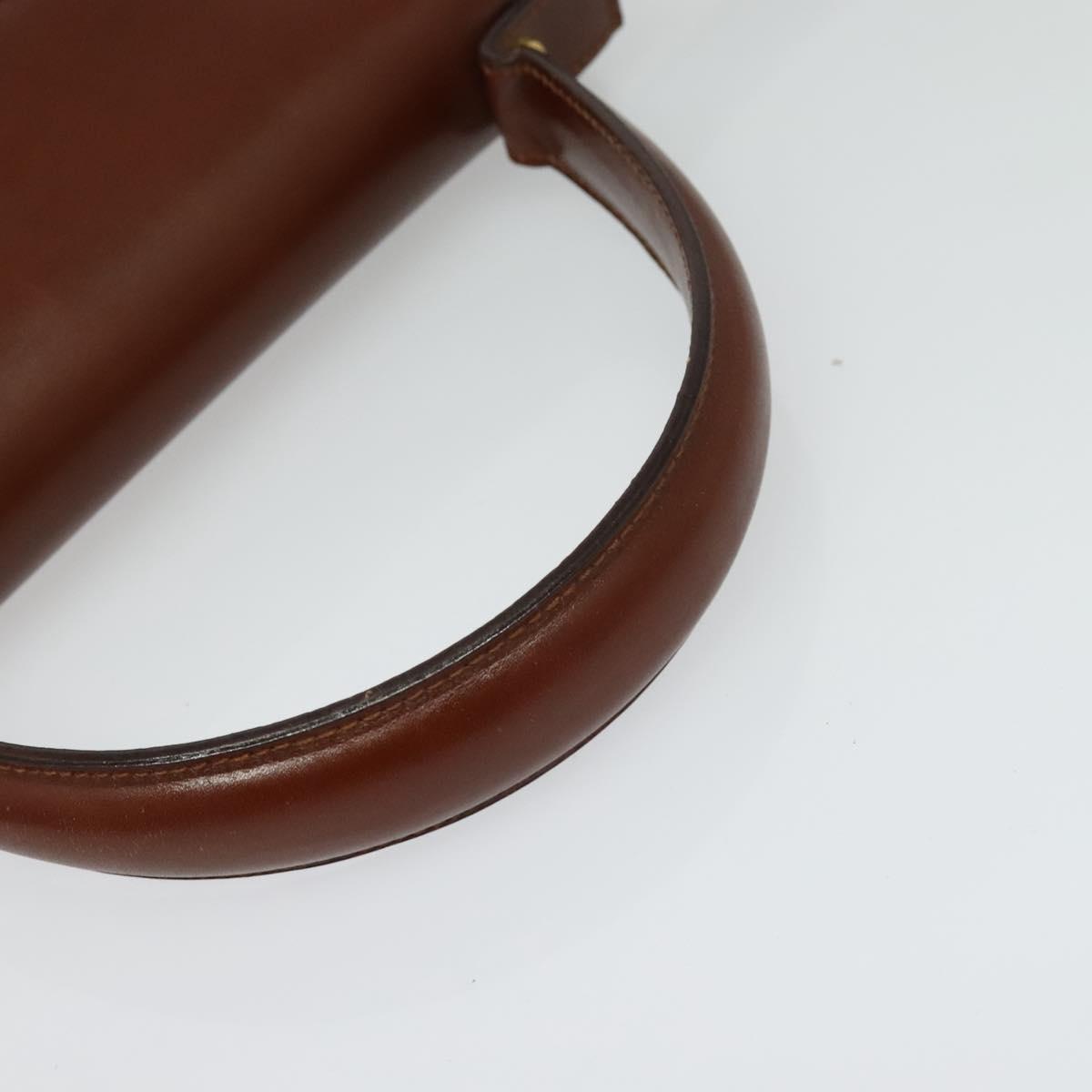 Salvatore Ferragamo Vala Hand Bag Leather 2way Brown Gold Auth bs28714