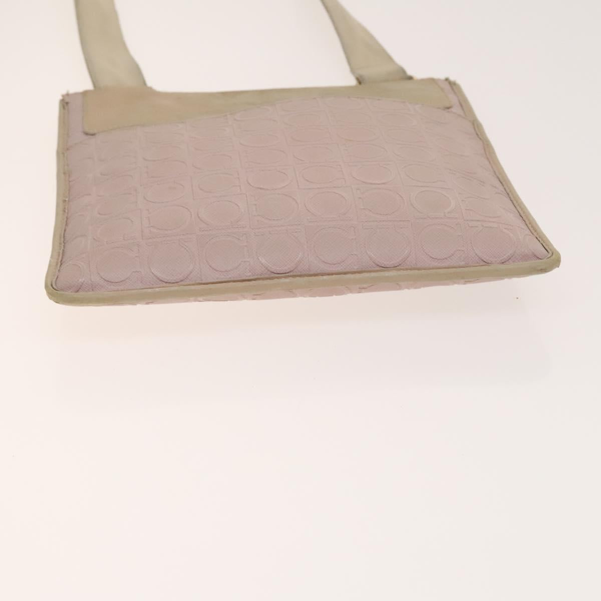 Salvatore Ferragamo Gancini Hand Bag Nylon PVC 3Set Black Pink Auth bs28716