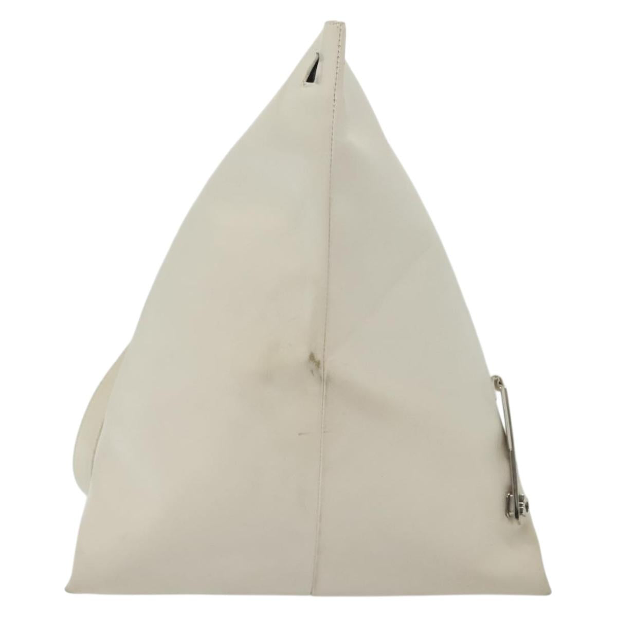 Salvatore Ferragamo Shoulder Bag Leather White Silver Auth bs28717