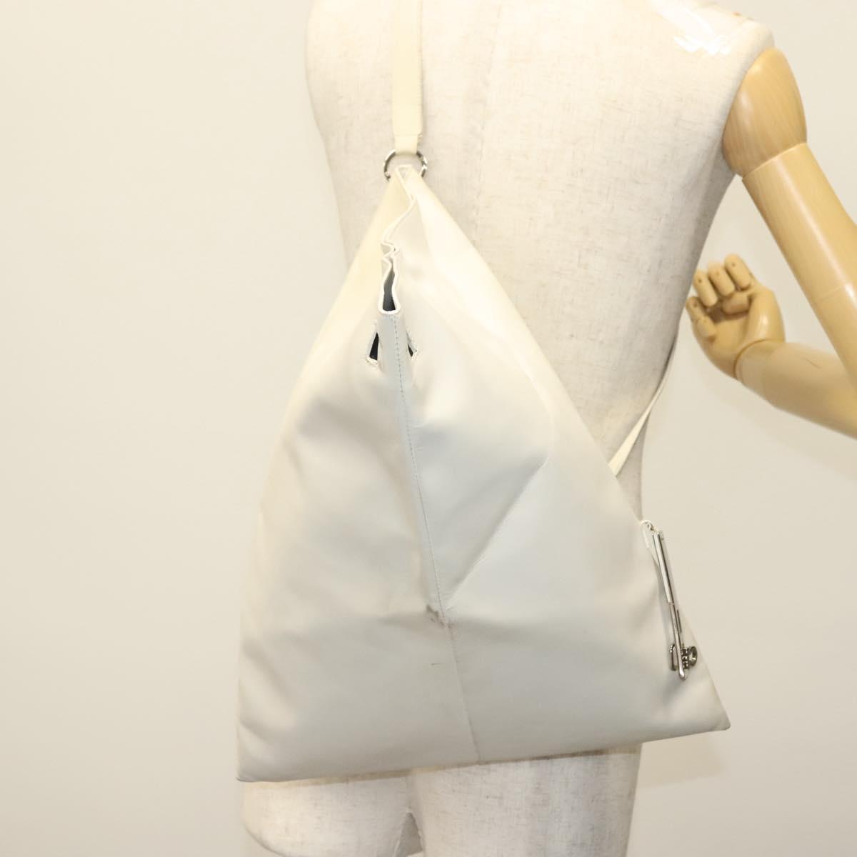 Salvatore Ferragamo Shoulder Bag Leather White Silver Auth bs28717