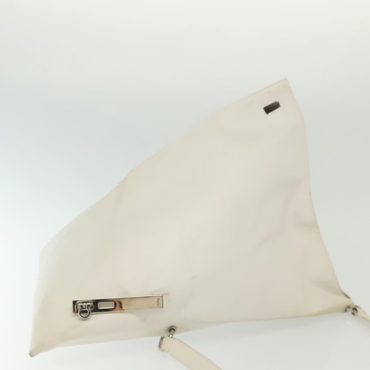 Salvatore Ferragamo Shoulder Bag Leather White Silver Auth bs28717