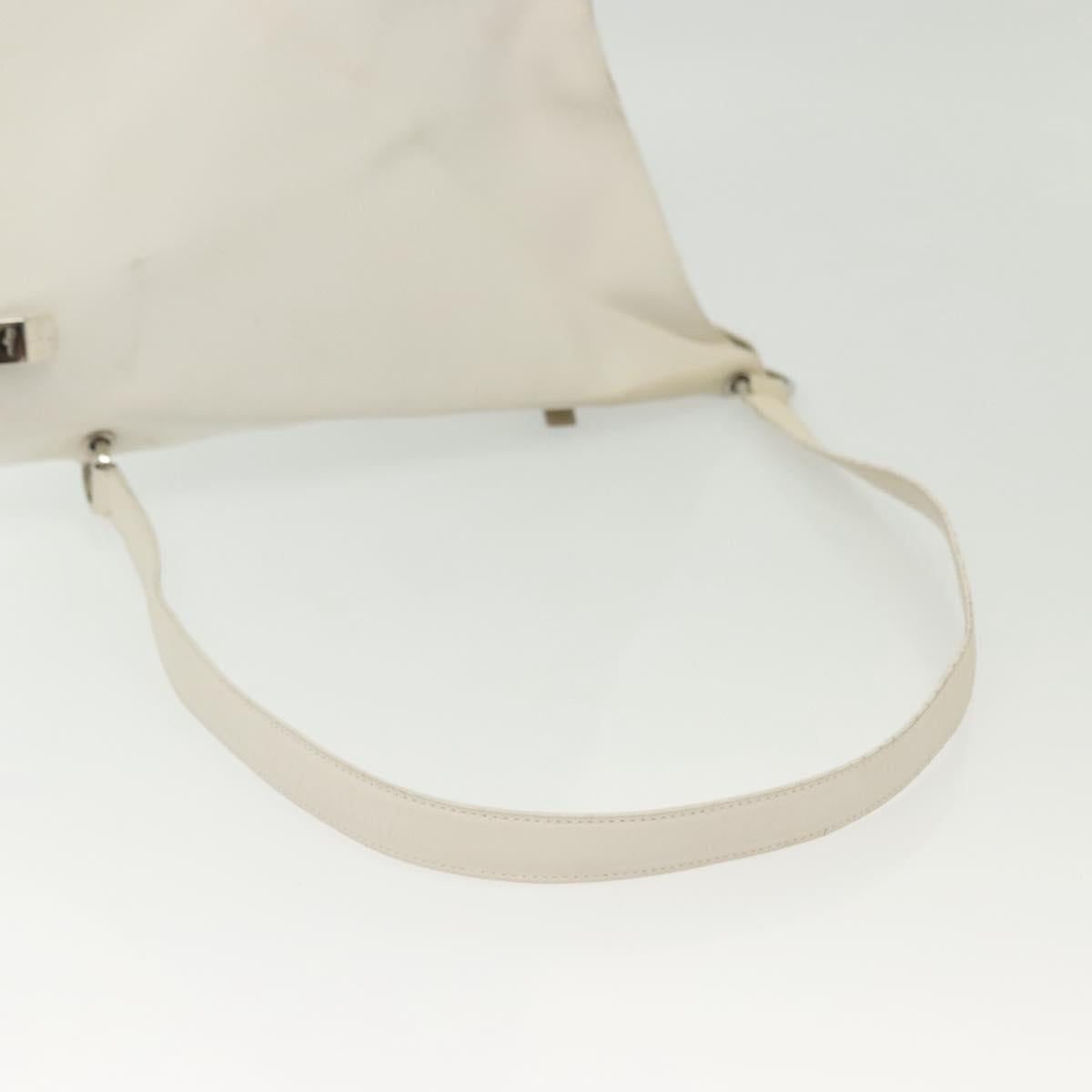 Salvatore Ferragamo Shoulder Bag Leather White Silver Auth bs28717