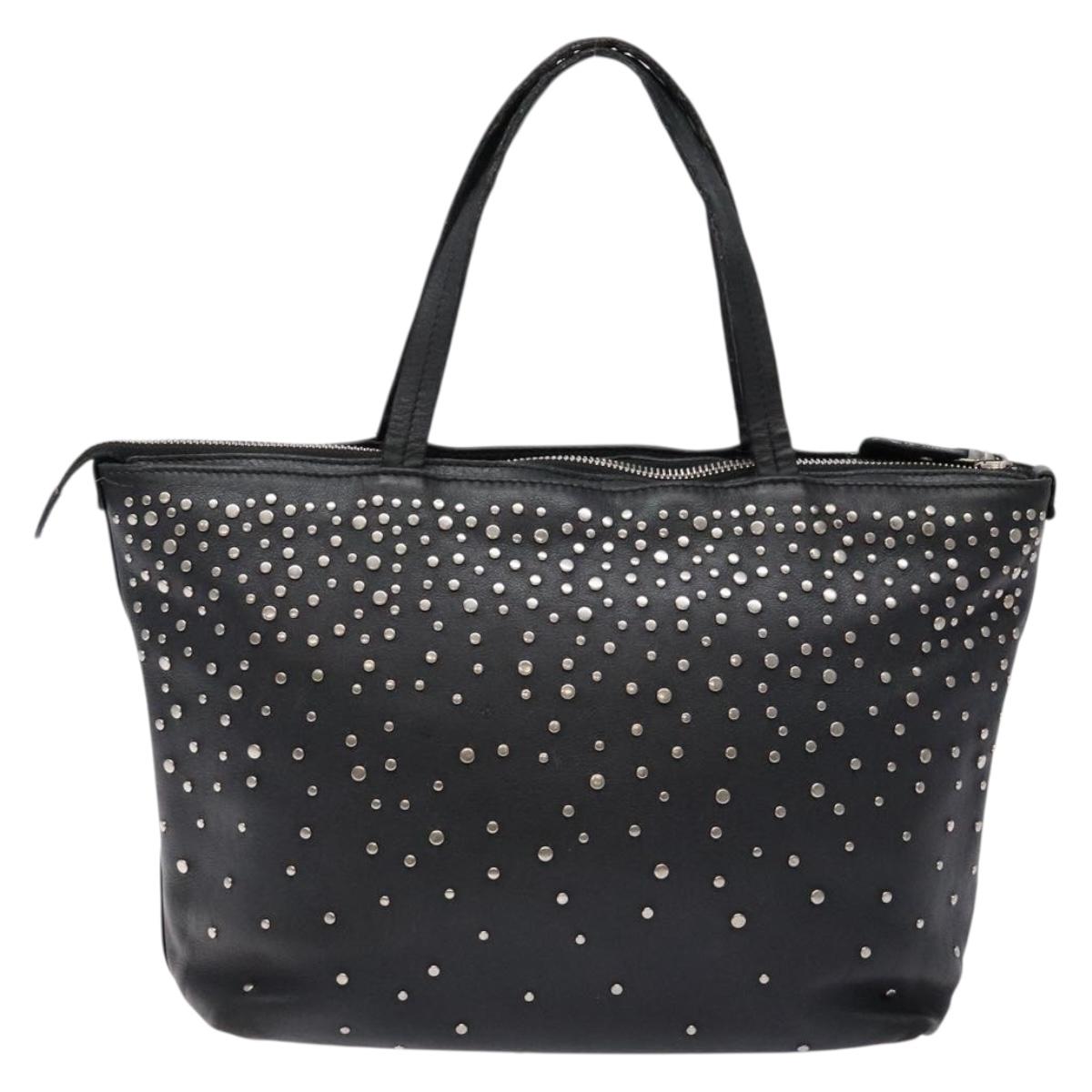 Salvatore Ferragamo Gancini Tote Bag Leather Black Silver Auth bs28720