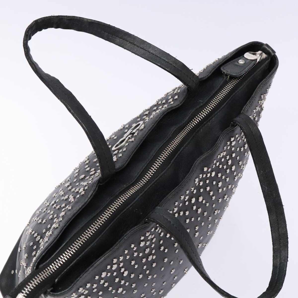 Salvatore Ferragamo Gancini Tote Bag Leather Black Silver Auth bs28720