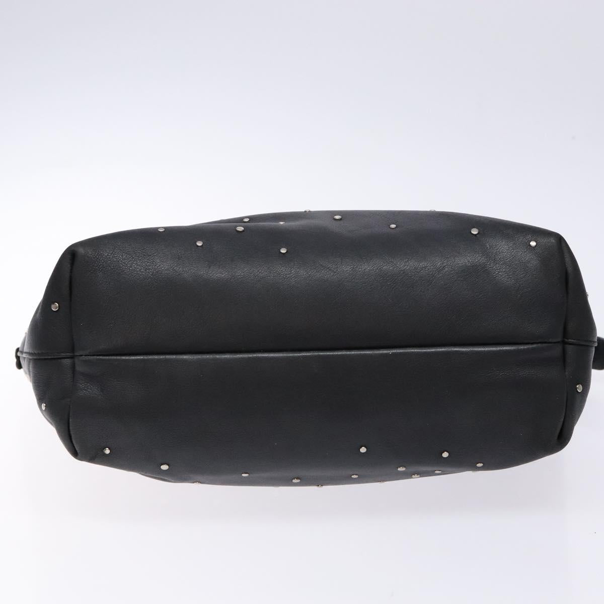 Salvatore Ferragamo Gancini Tote Bag Leather Black Silver Auth bs28720