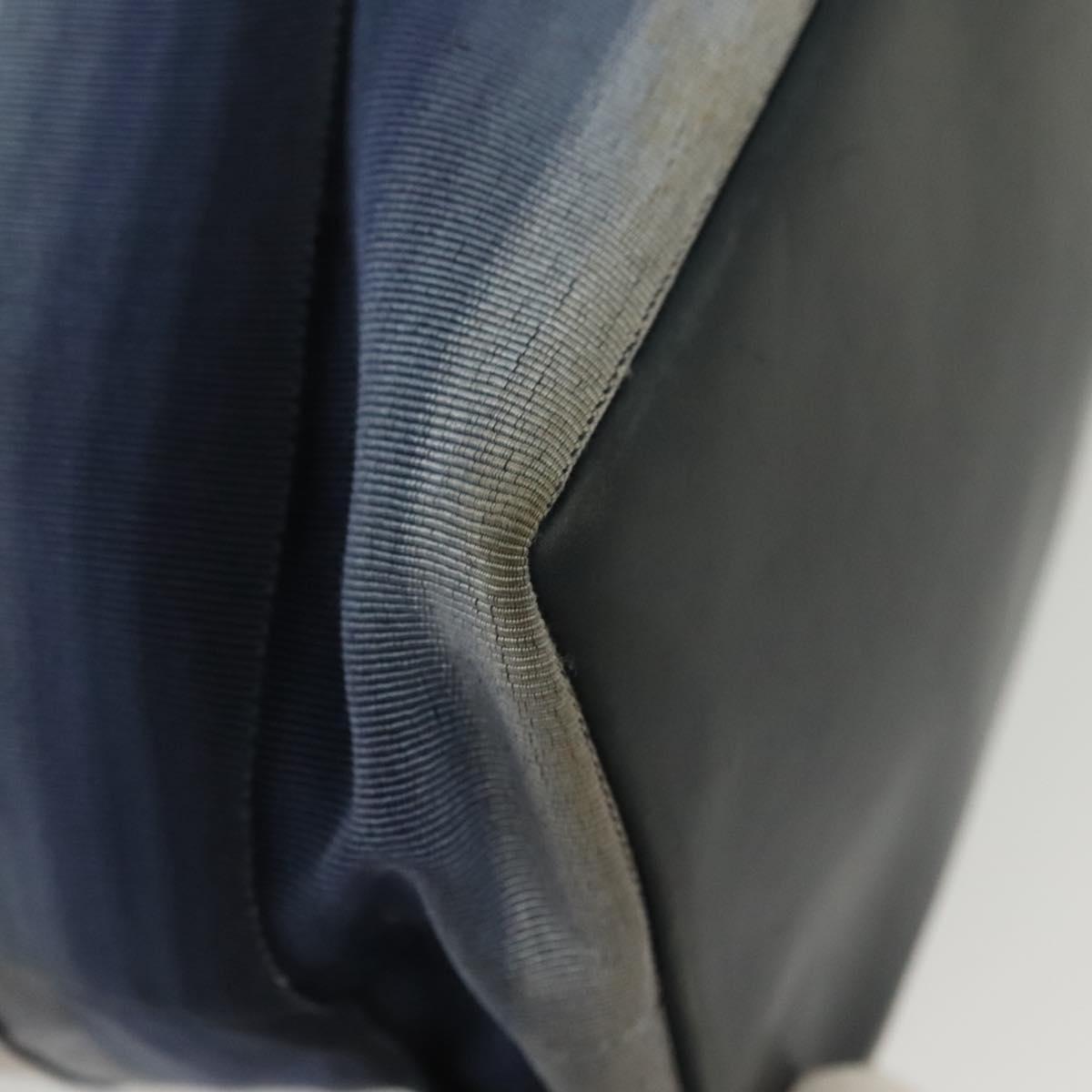 Salvatore Ferragamo Vala Vala Tote Bag Canvas Blue Silver Auth bs28721