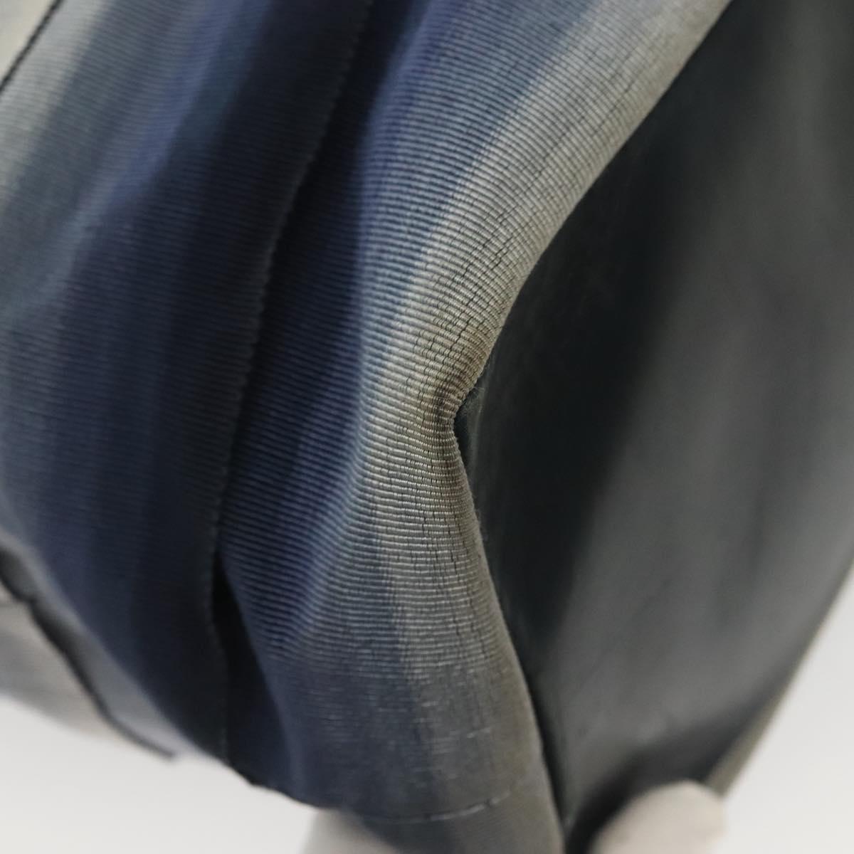 Salvatore Ferragamo Vala Vala Tote Bag Canvas Blue Silver Auth bs28721