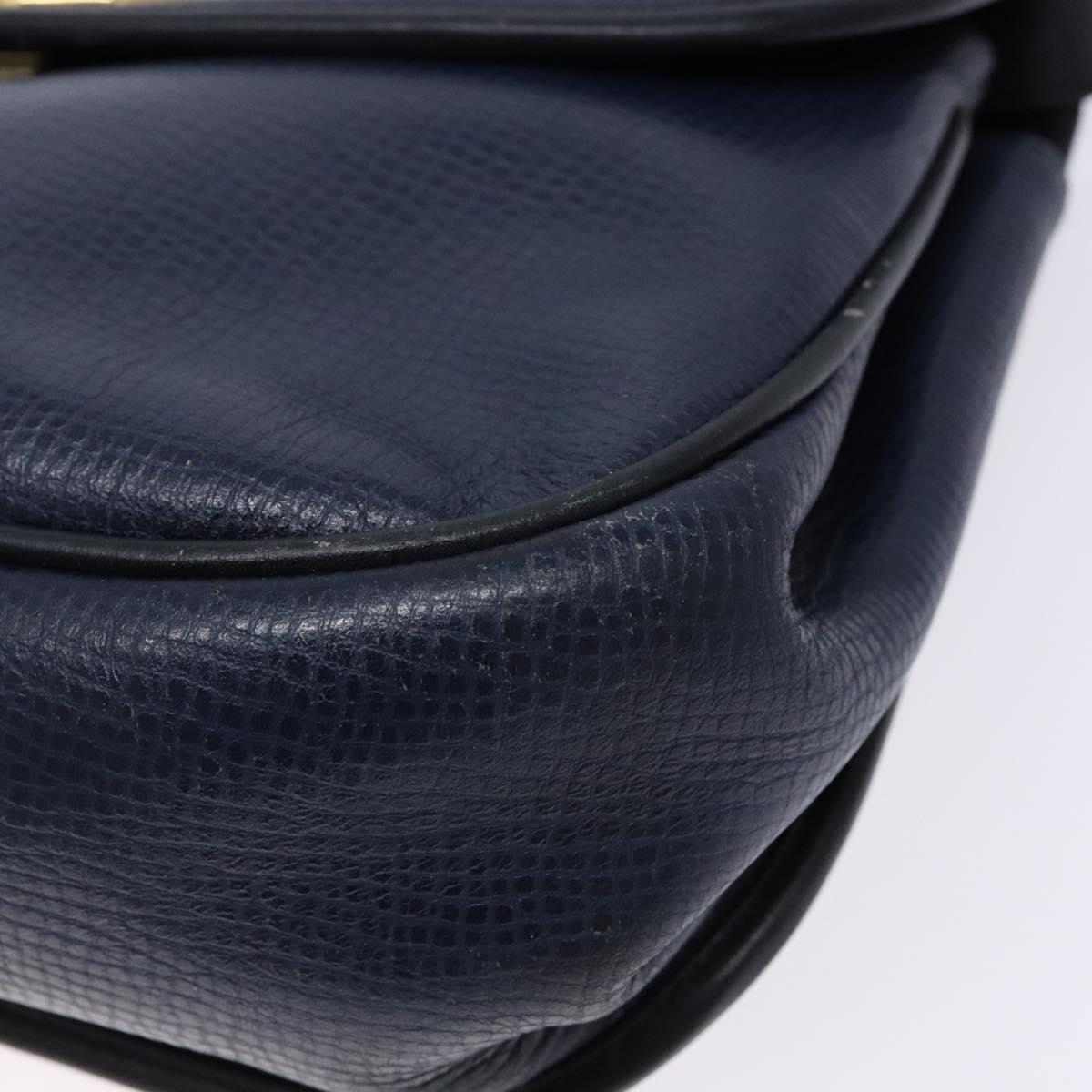 Christian Dior Shoulder Bag Leather Navy Gold Auth bs28726