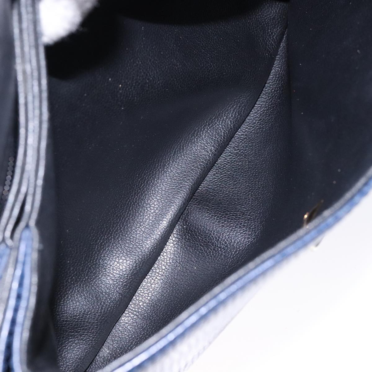 Christian Dior Shoulder Bag Leather Navy Gold Auth bs28726