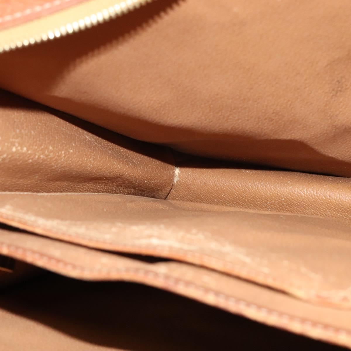 CELINE Macadam Canvas Business Bag PVC Brown Gold Auth bs28732
