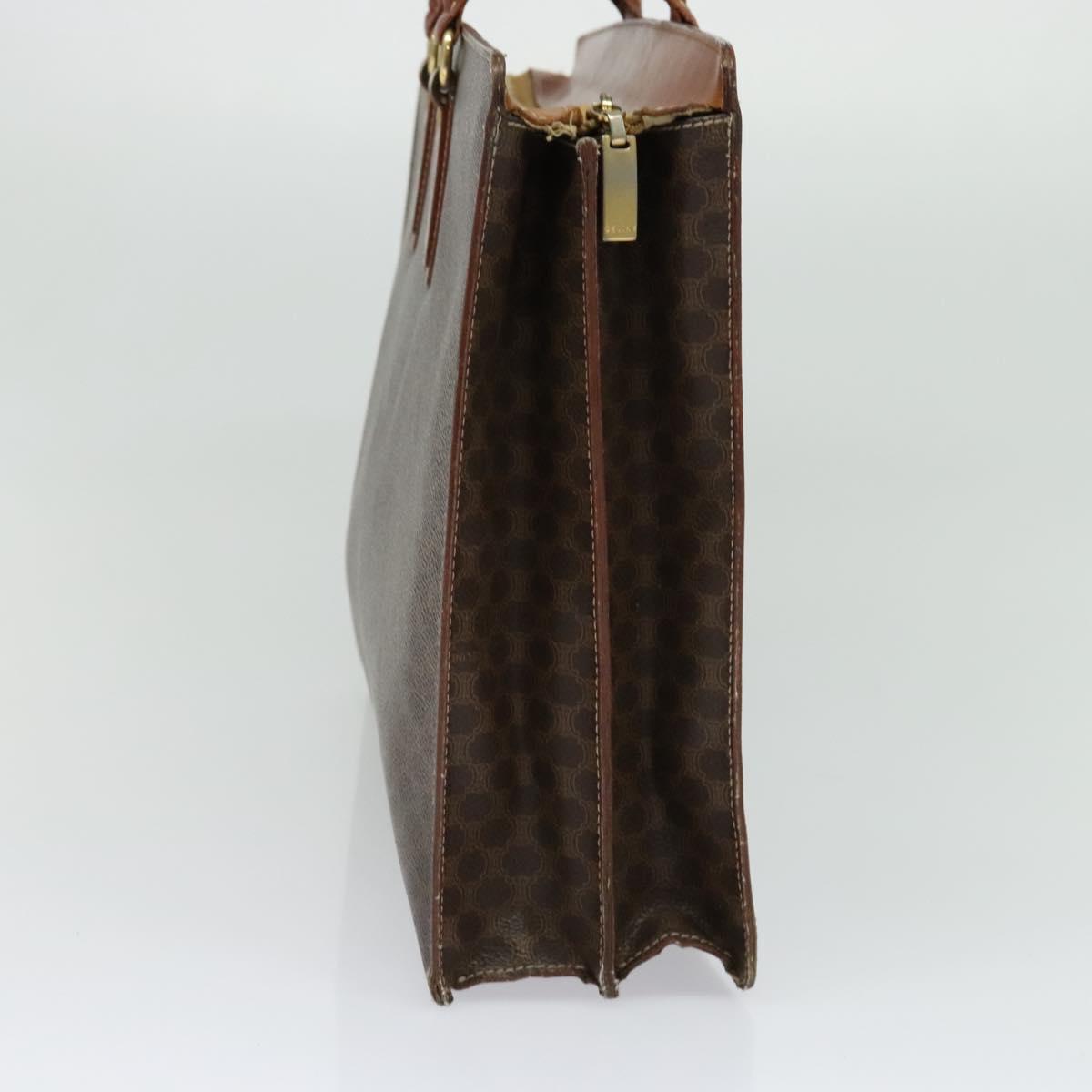 CELINE Macadam Canvas Business Bag PVC Brown Gold Auth bs28732