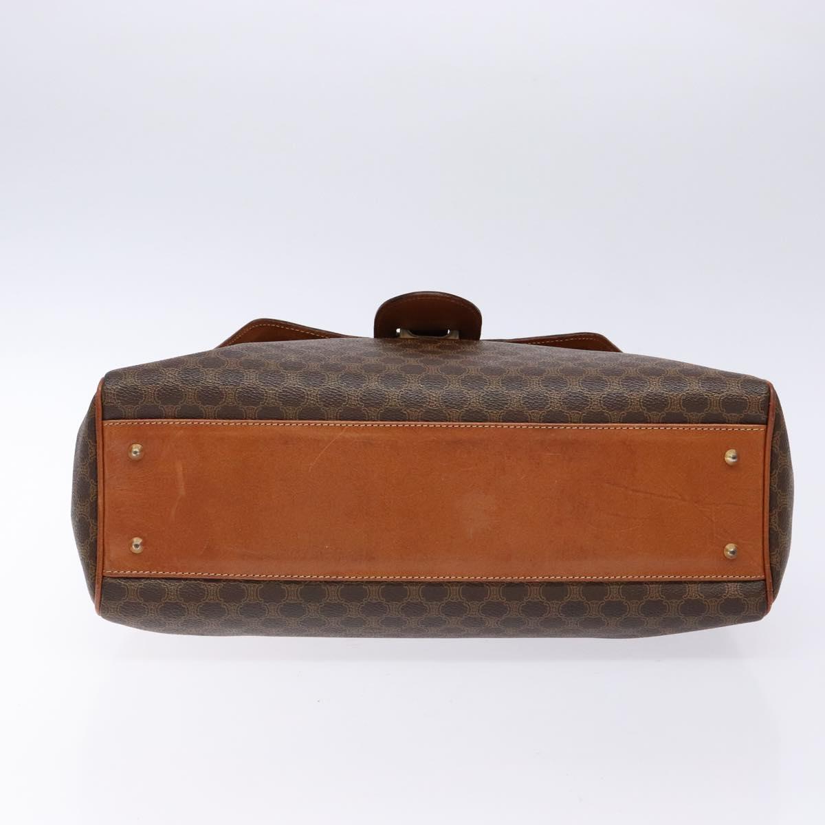 CELINE Macadam Canvas Hand Bag PVC Leather Brown Gold Auth bs28733