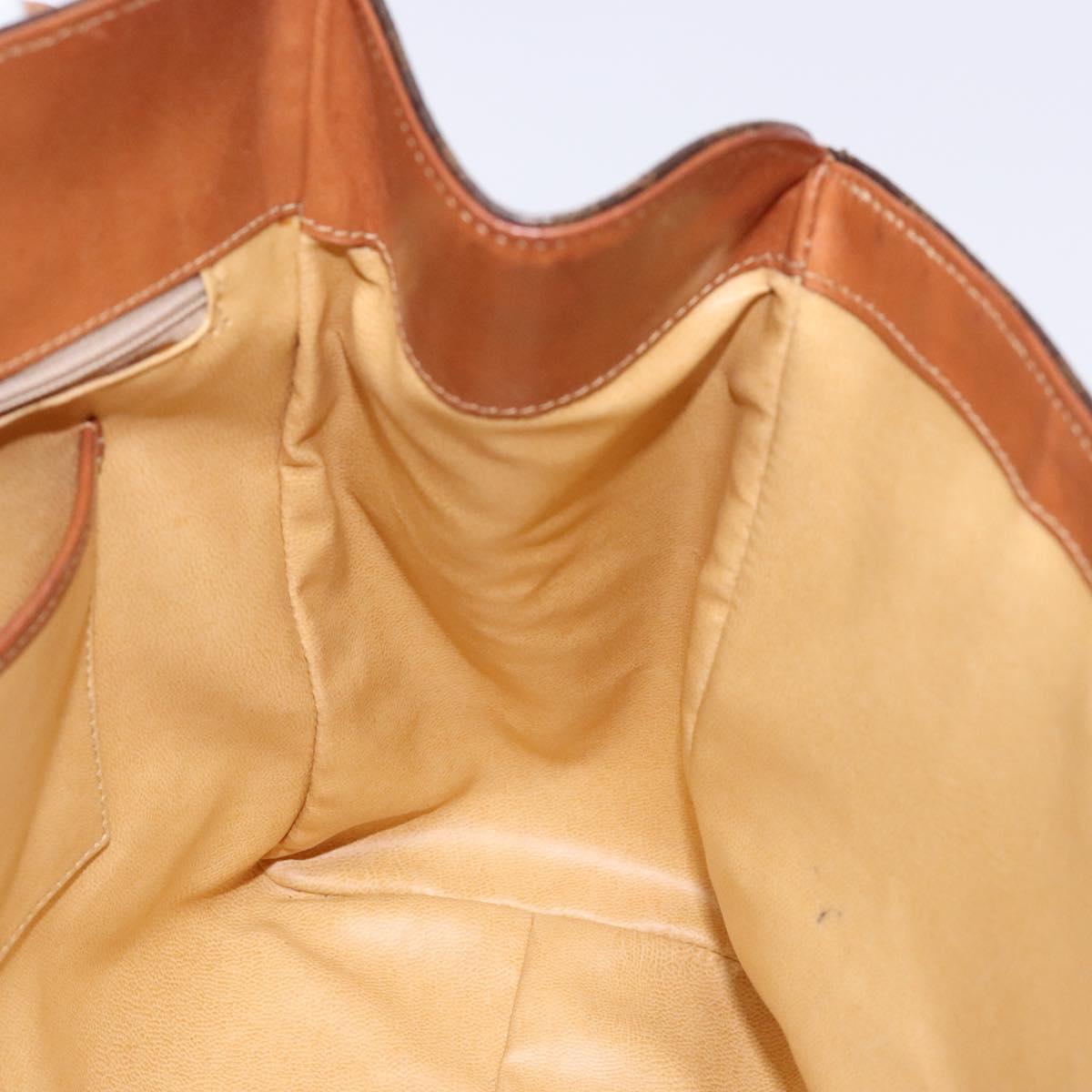 CELINE Macadam Canvas Hand Bag PVC Leather Brown Gold Auth bs28733