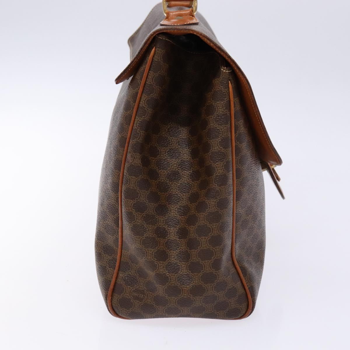 CELINE Macadam Canvas Hand Bag PVC Leather Brown Gold Auth bs28733