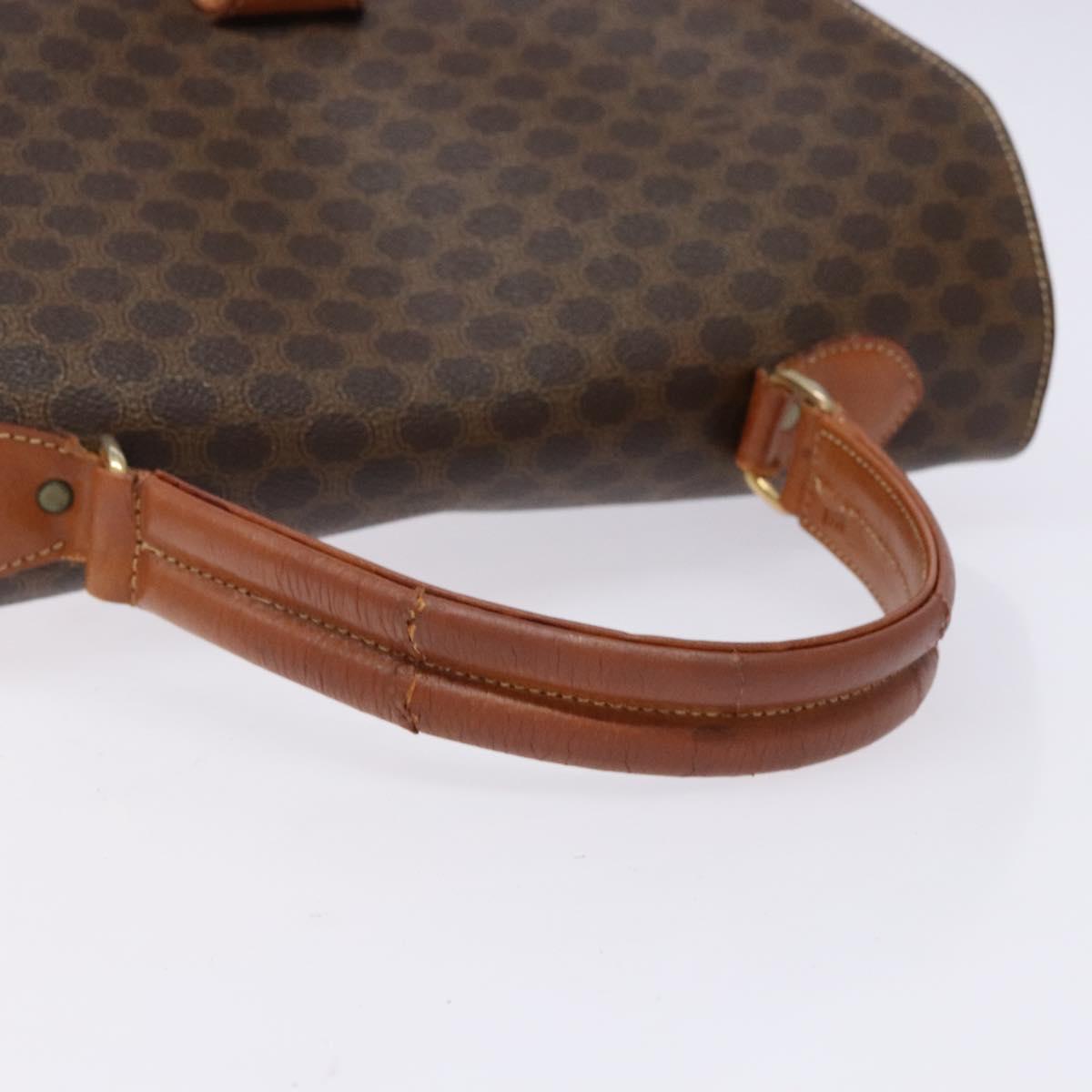 CELINE Macadam Canvas Hand Bag PVC Leather Brown Gold Auth bs28733