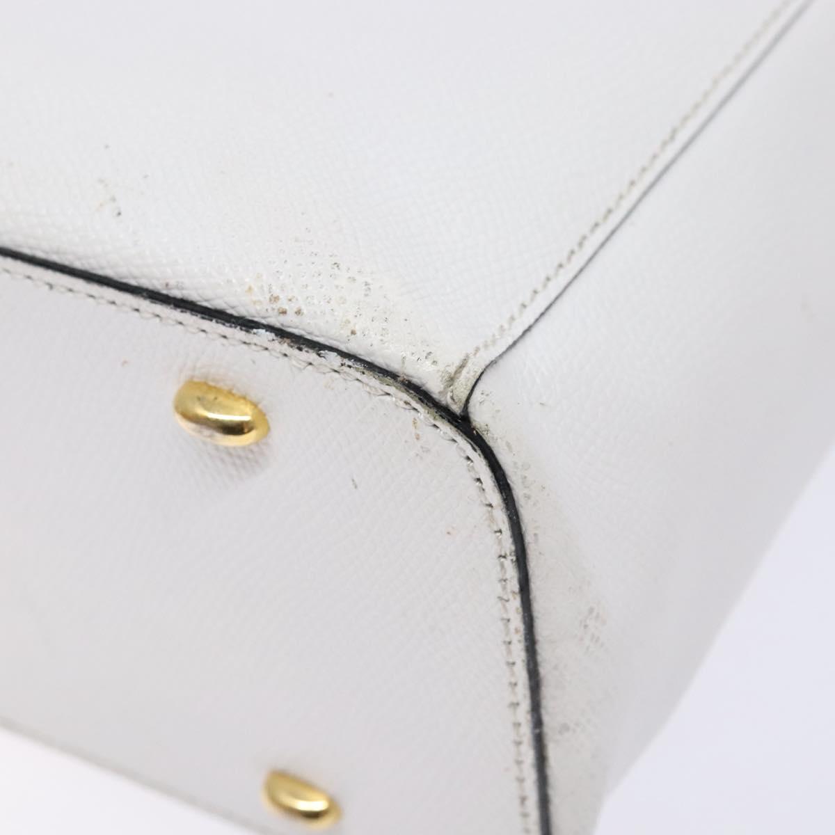 CELINE Hand Bag Leather White Gold Auth bs28734