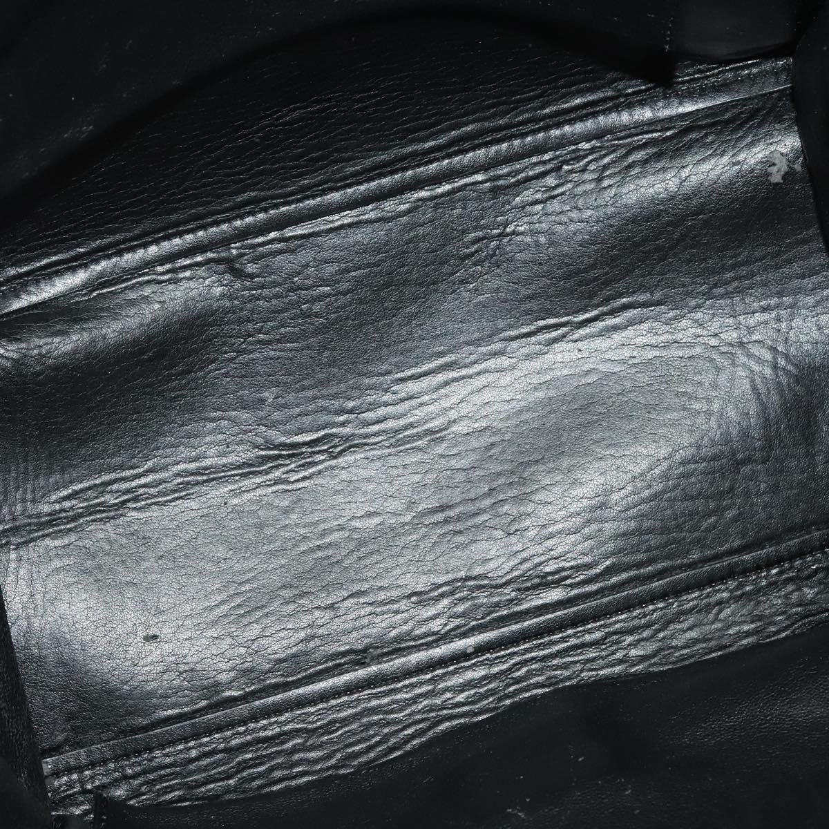 CELINE Trapeze Hand Bag Leather Suede 2way Beige Black gold Auth bs28736