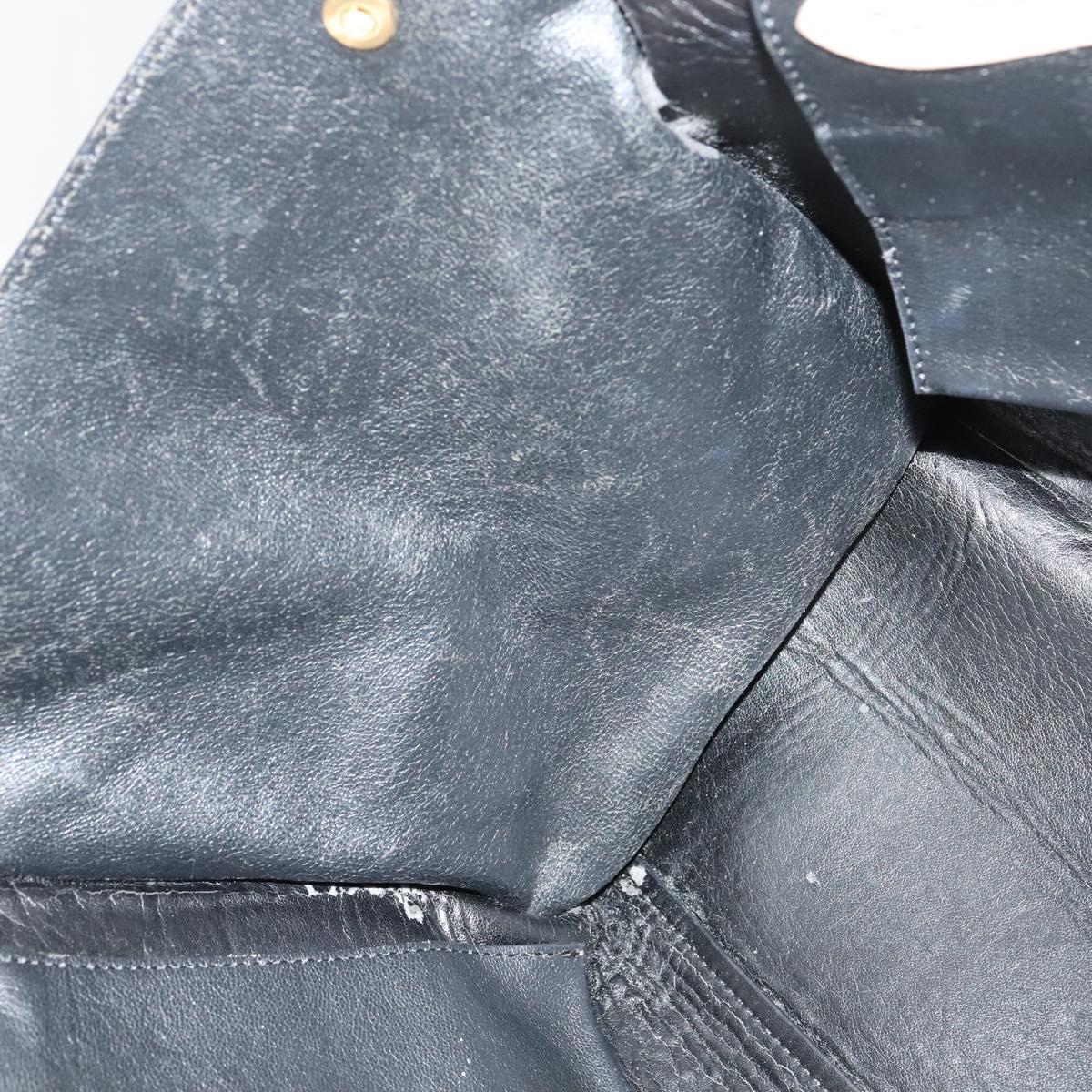 CELINE Trapeze Hand Bag Leather Suede 2way Beige Black gold Auth bs28736