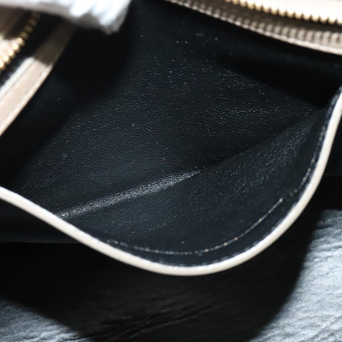 CELINE Trapeze Hand Bag Leather Suede 2way Beige Black gold Auth bs28736