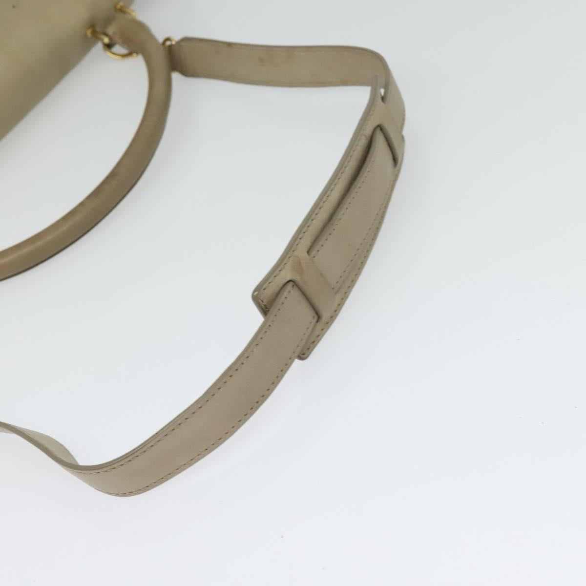 CELINE Trapeze Hand Bag Leather Suede 2way Beige Black gold Auth bs28736