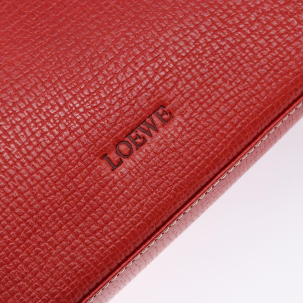 LOEWE Tote Bag Leather Red Gold Auth bs28739