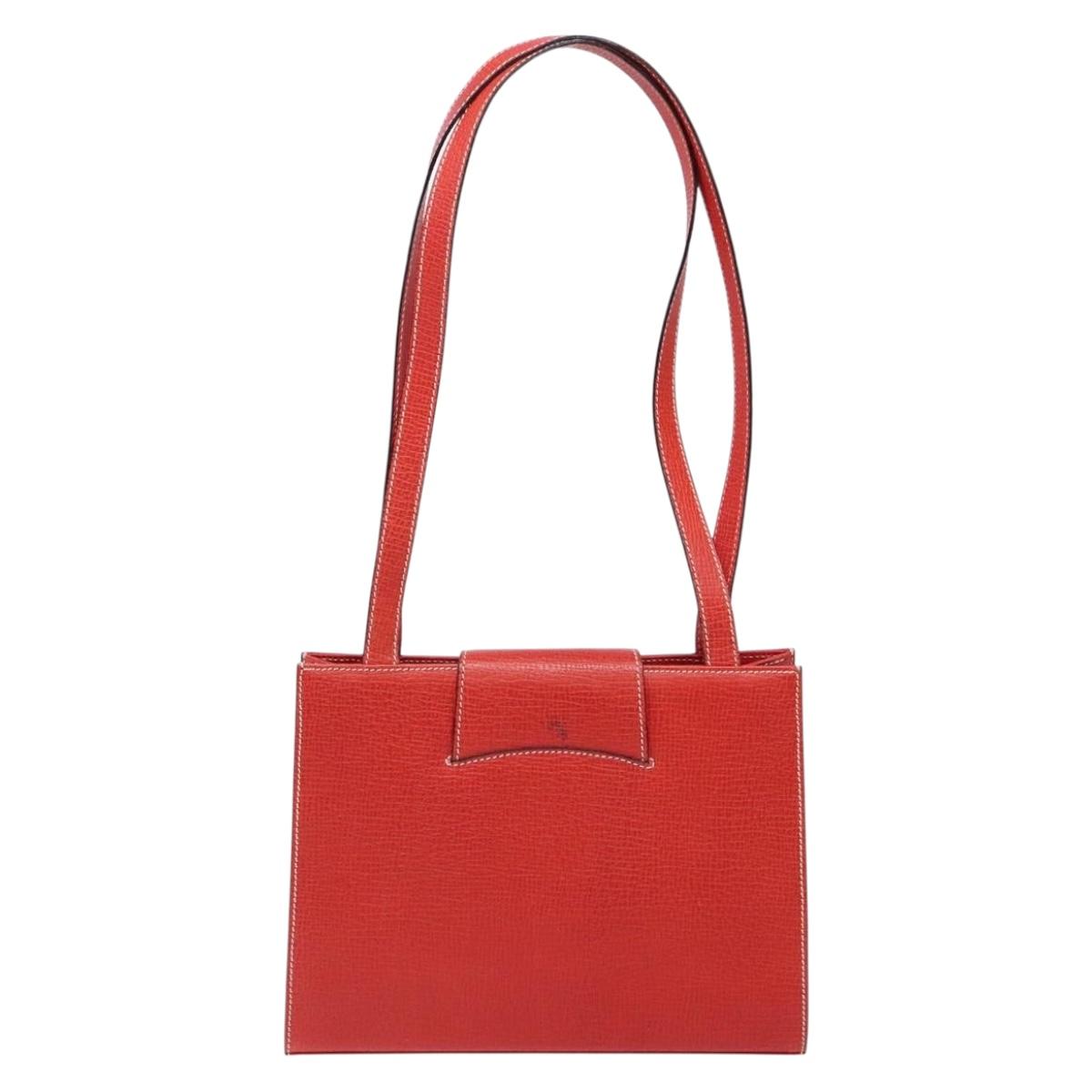 LOEWE Tote Bag Leather Red Gold Auth bs28739