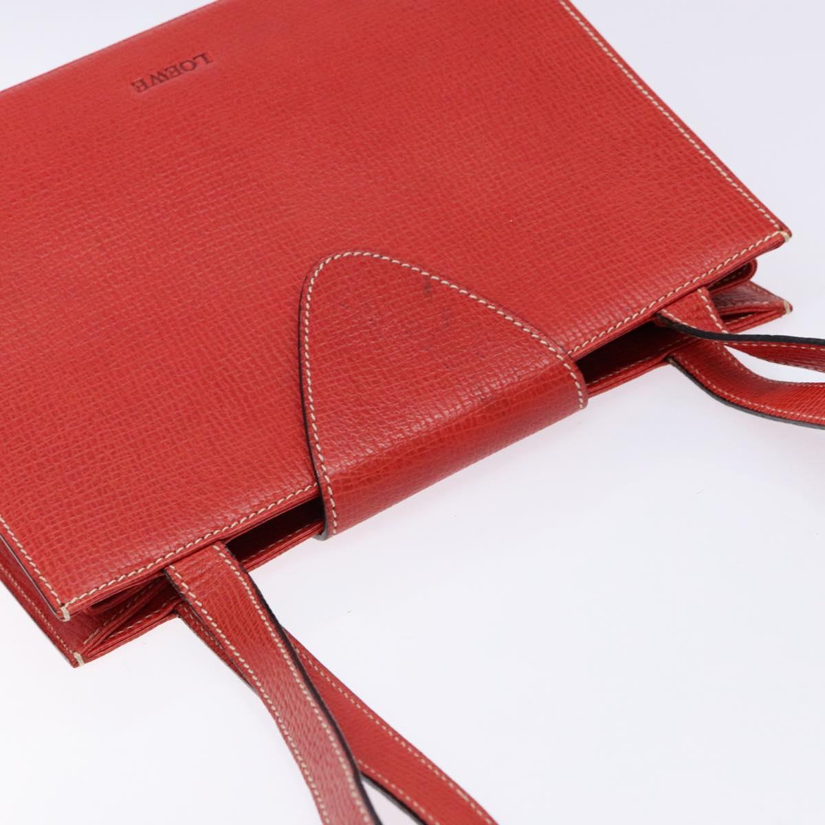 LOEWE Tote Bag Leather Red Gold Auth bs28739