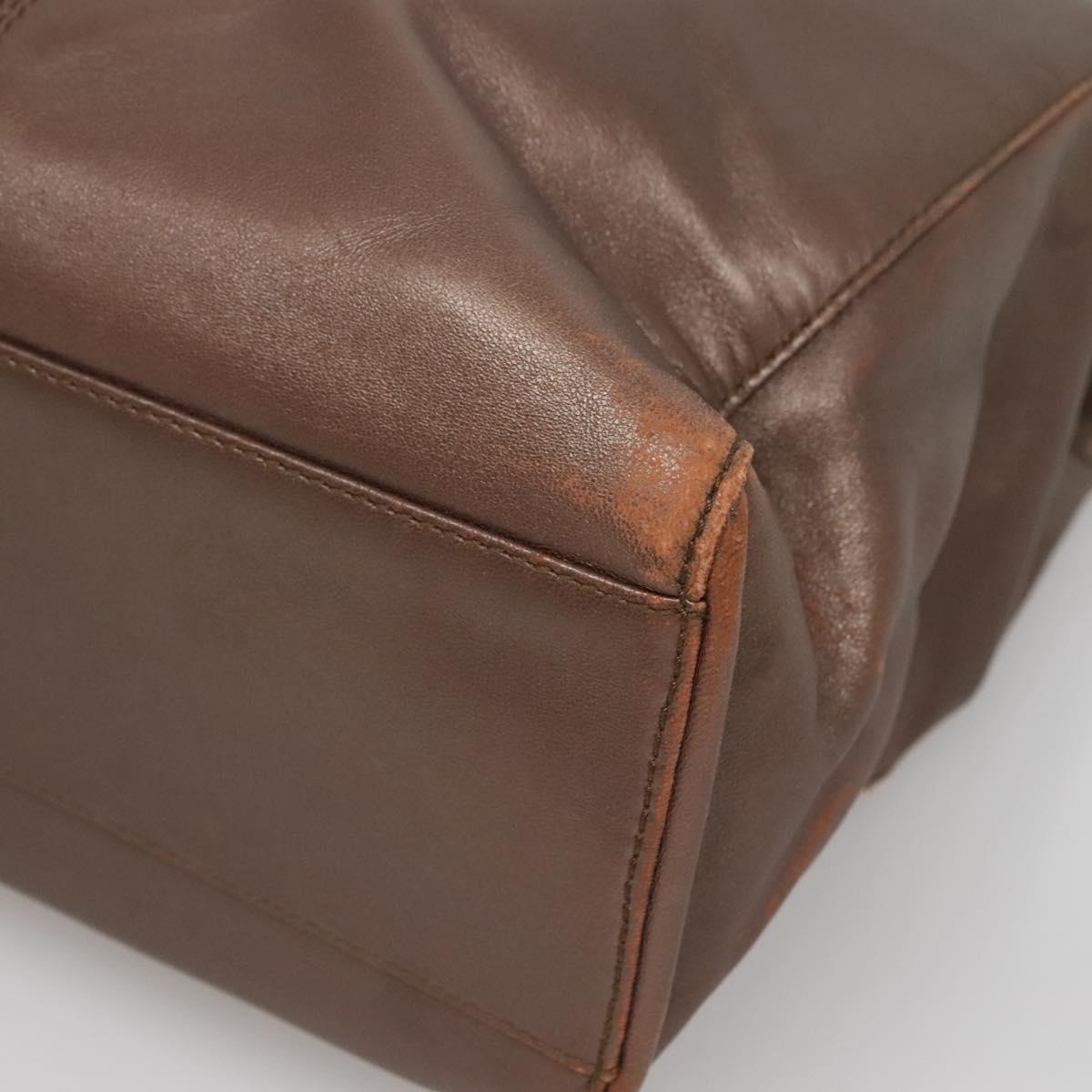 LOEWE Tote Bag Leather Brown Gold Auth bs28741