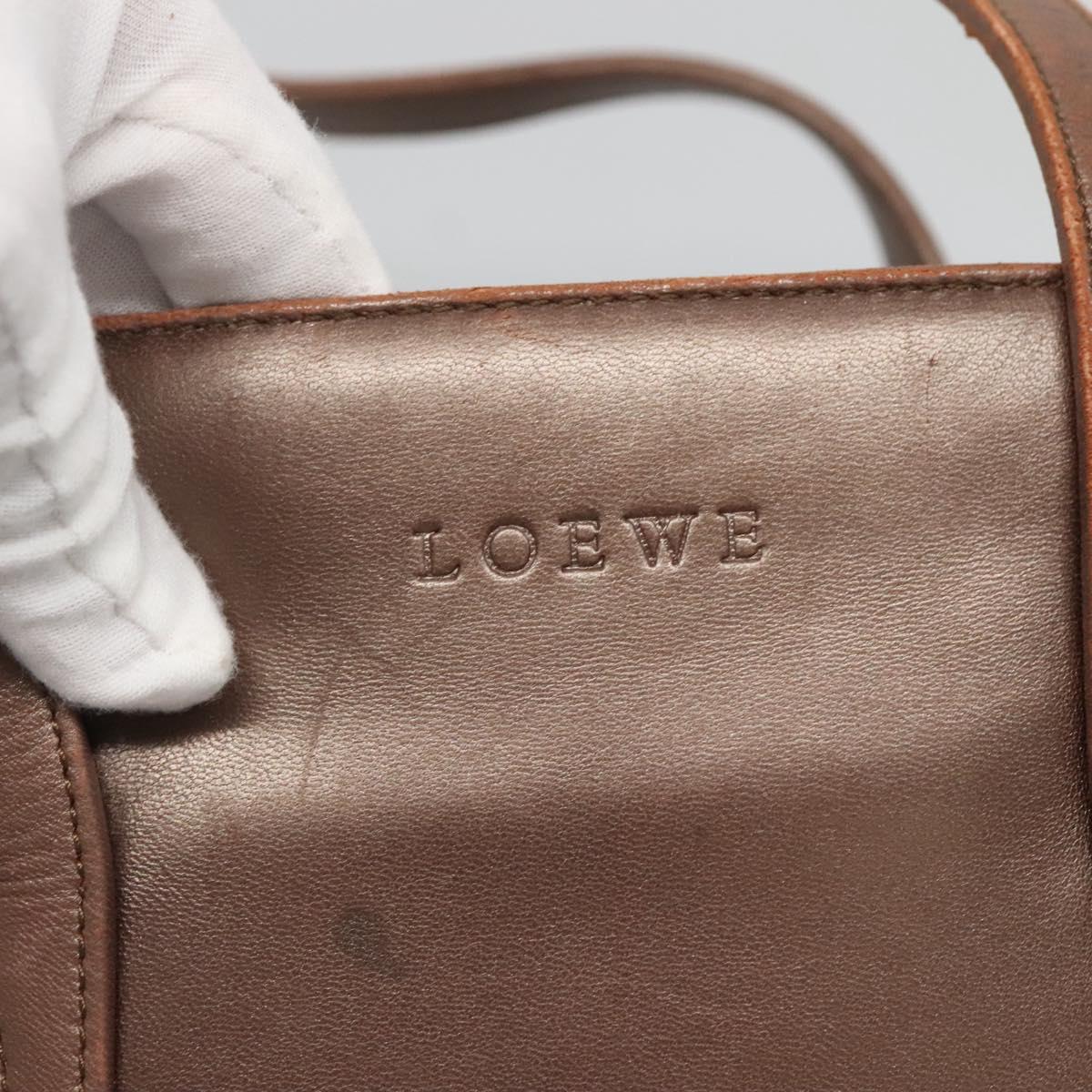 LOEWE Tote Bag Leather Brown Gold Auth bs28741