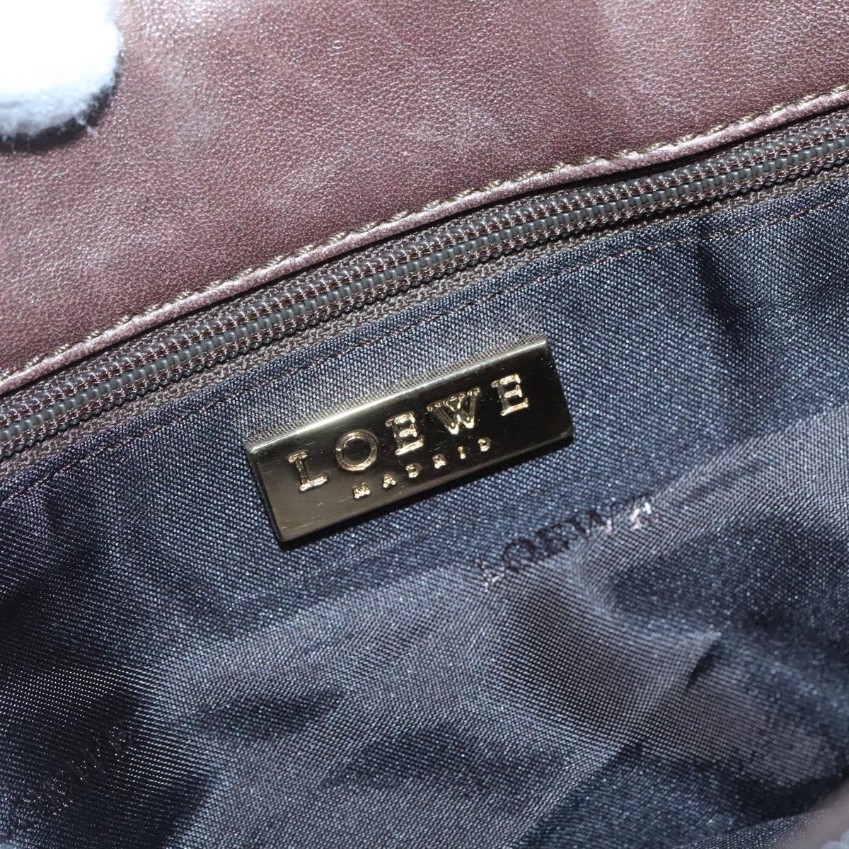 LOEWE Tote Bag Leather Brown Gold Auth bs28741