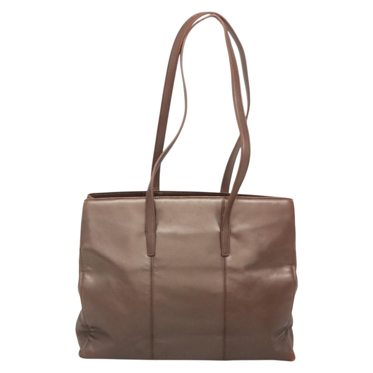LOEWE Tote Bag Leather Brown Gold Auth bs28741
