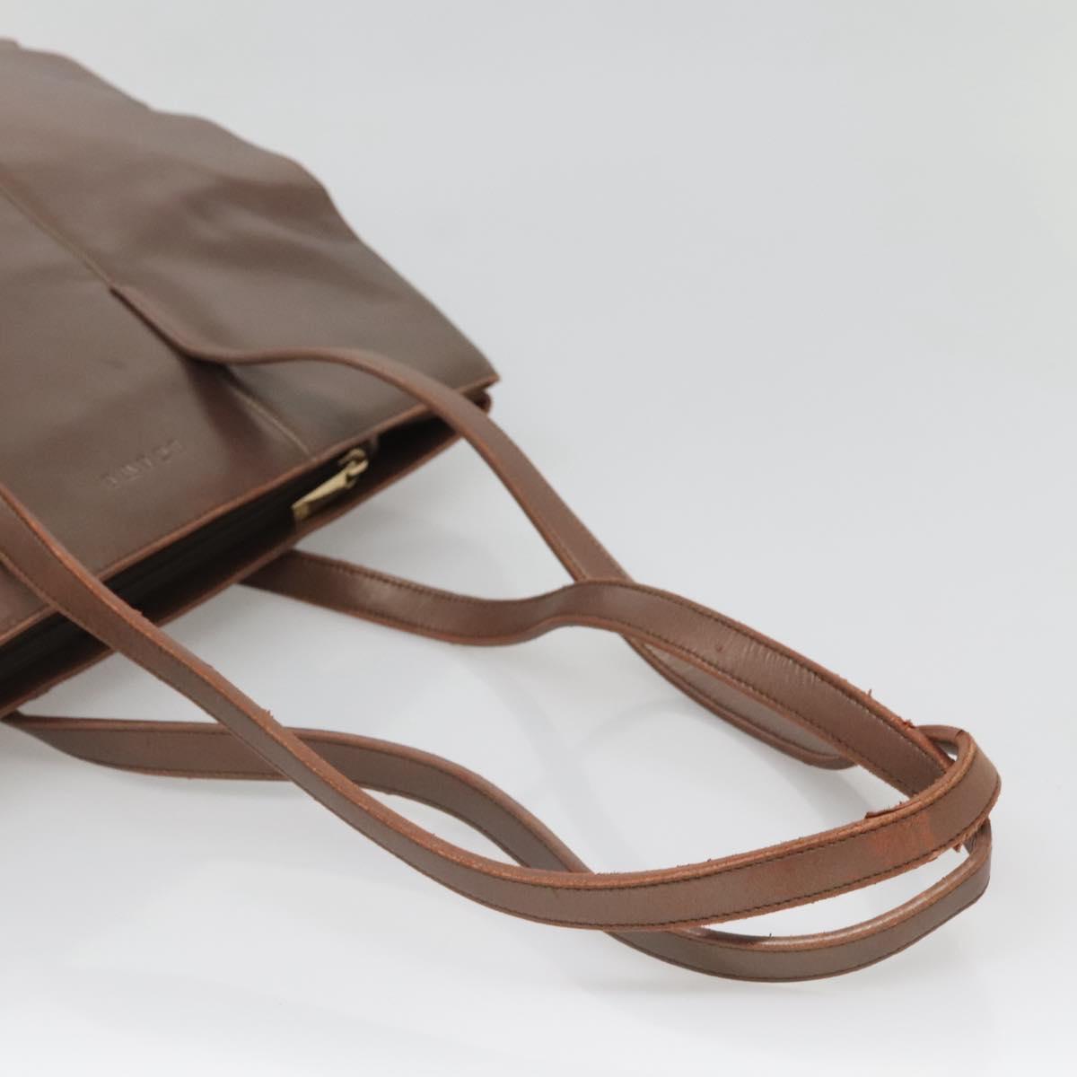 LOEWE Tote Bag Leather Brown Gold Auth bs28741