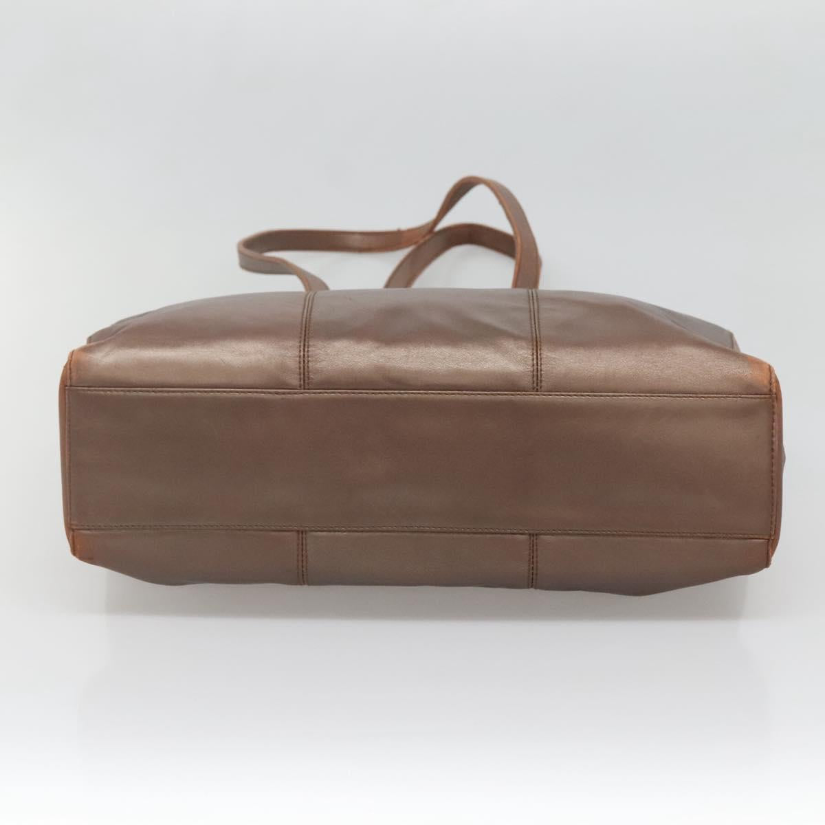 LOEWE Tote Bag Leather Brown Gold Auth bs28741