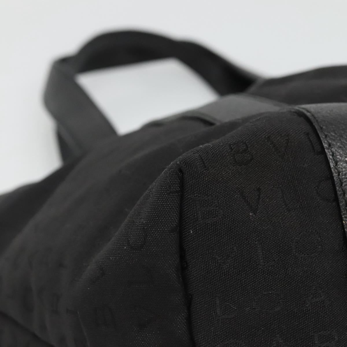 BVLGARI Logo Mania Tote Bag Canvas Black Silver Auth bs28748
