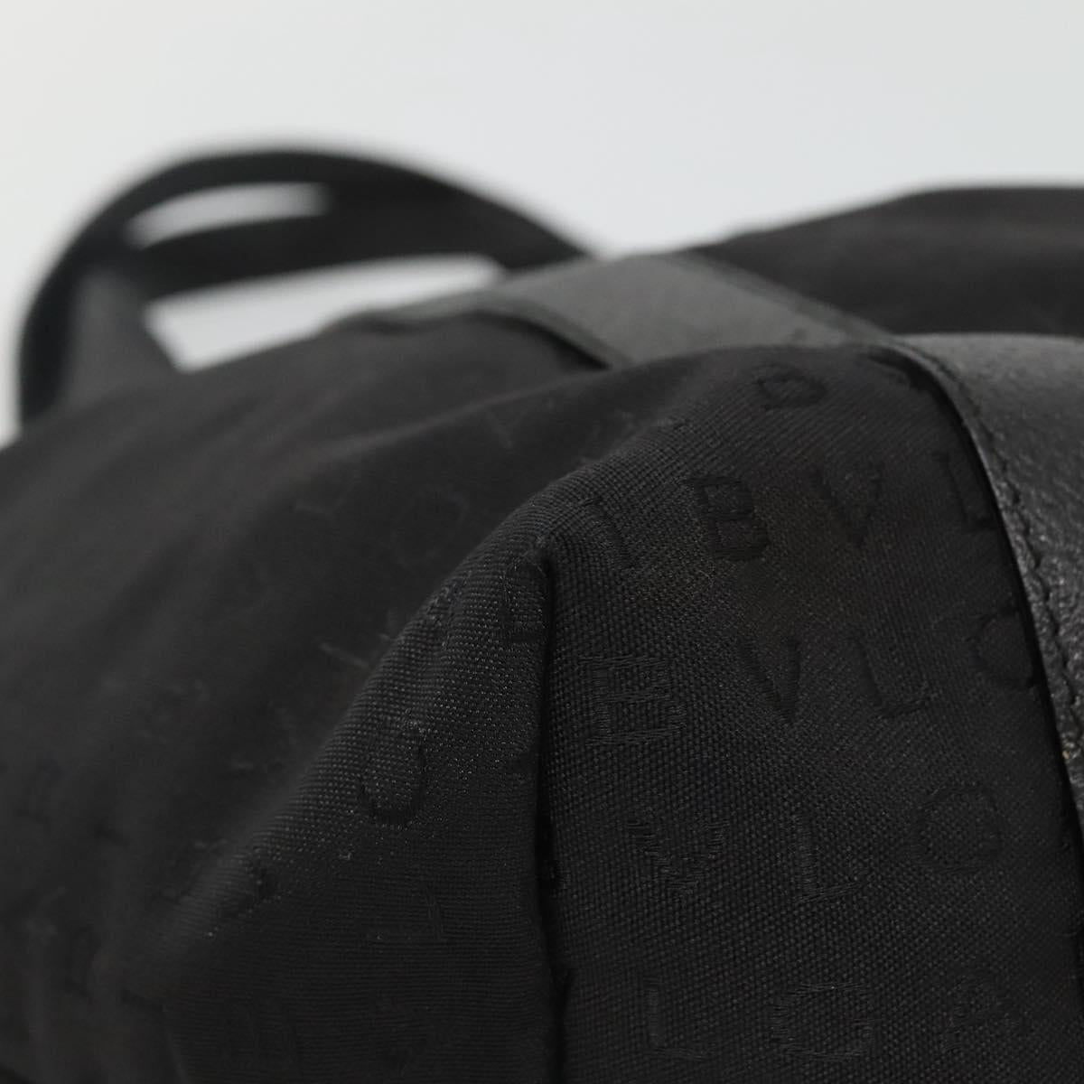 BVLGARI Logo Mania Tote Bag Canvas Black Silver Auth bs28748