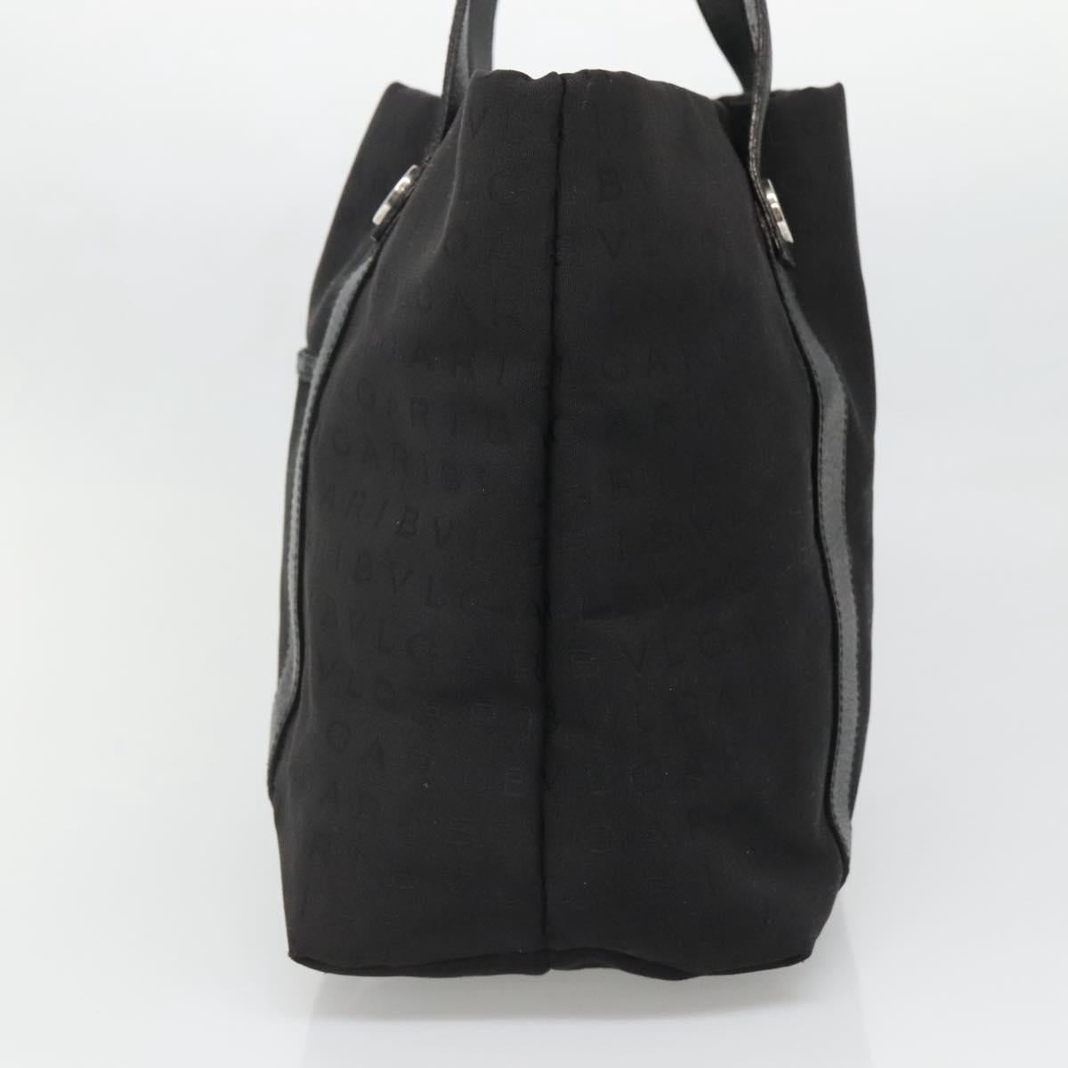 BVLGARI Logo Mania Tote Bag Canvas Black Silver Auth bs28748