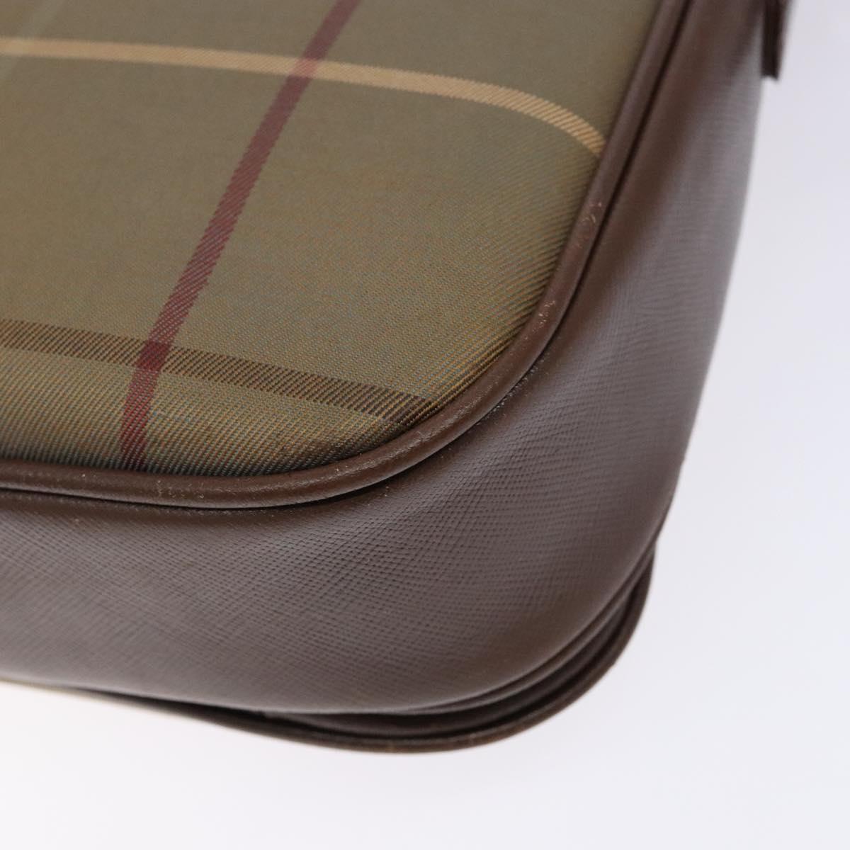 Burberrys Nova Check Shoulder Bag Leather Canvas Beige Gold Auth bs28750