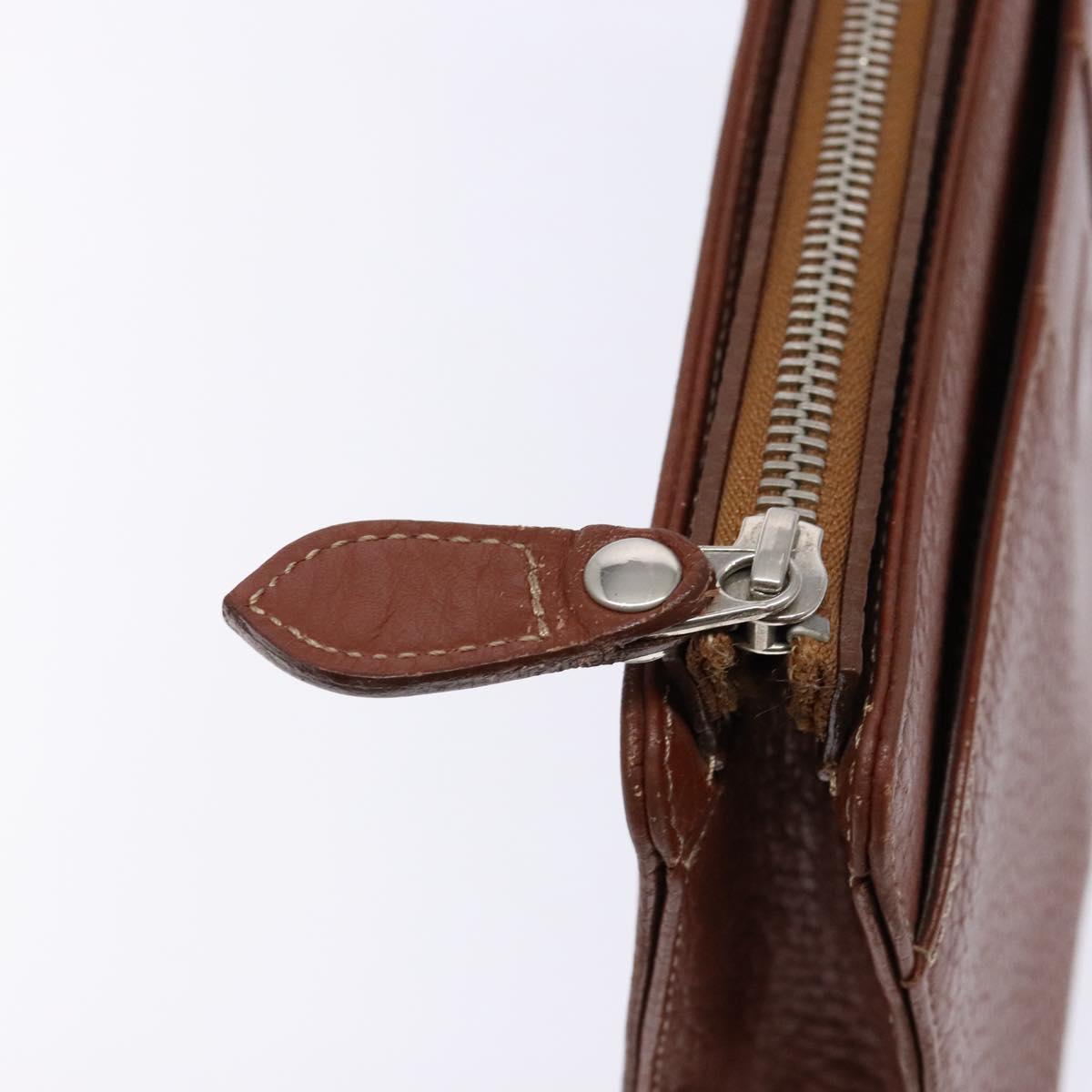 BURBERRY Clutch Bag Leather Brown Gold Auth bs28752